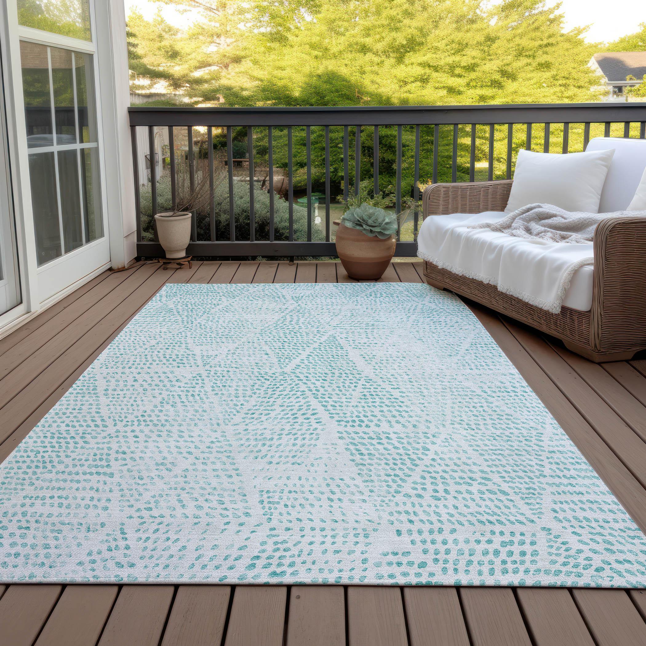 Addison Rugs Chantille ACN591 Aqua 2'6" x 3'10" Indoor Outdoor Area Rug, Easy Clean, Machine Washable, Non Shedding, Bedroom, Living Room, Dining Room, Kitchen, Patio Rug