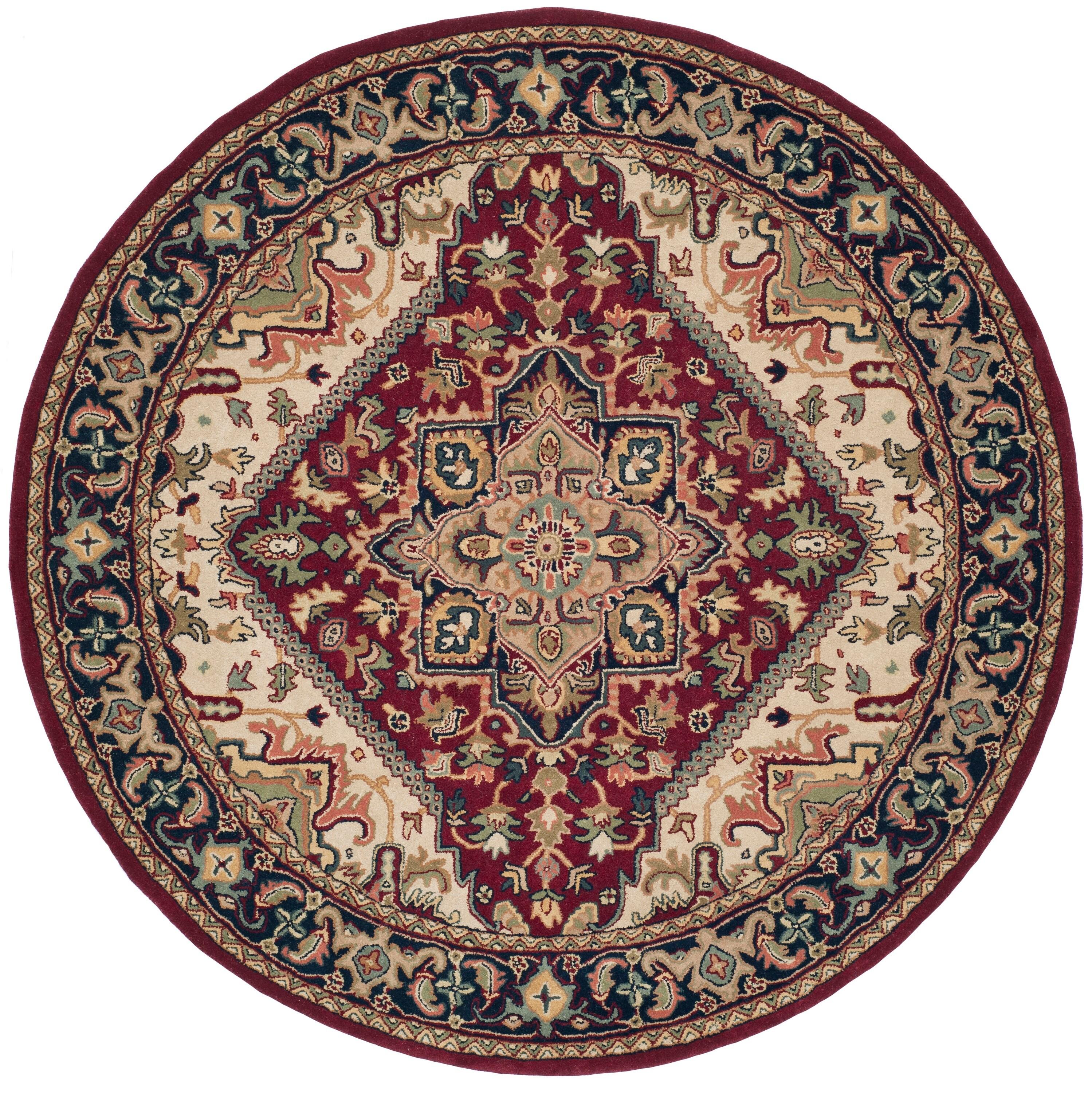 Heritage HG625 Handmade Area Rug - 8' Round - Red - Safavieh