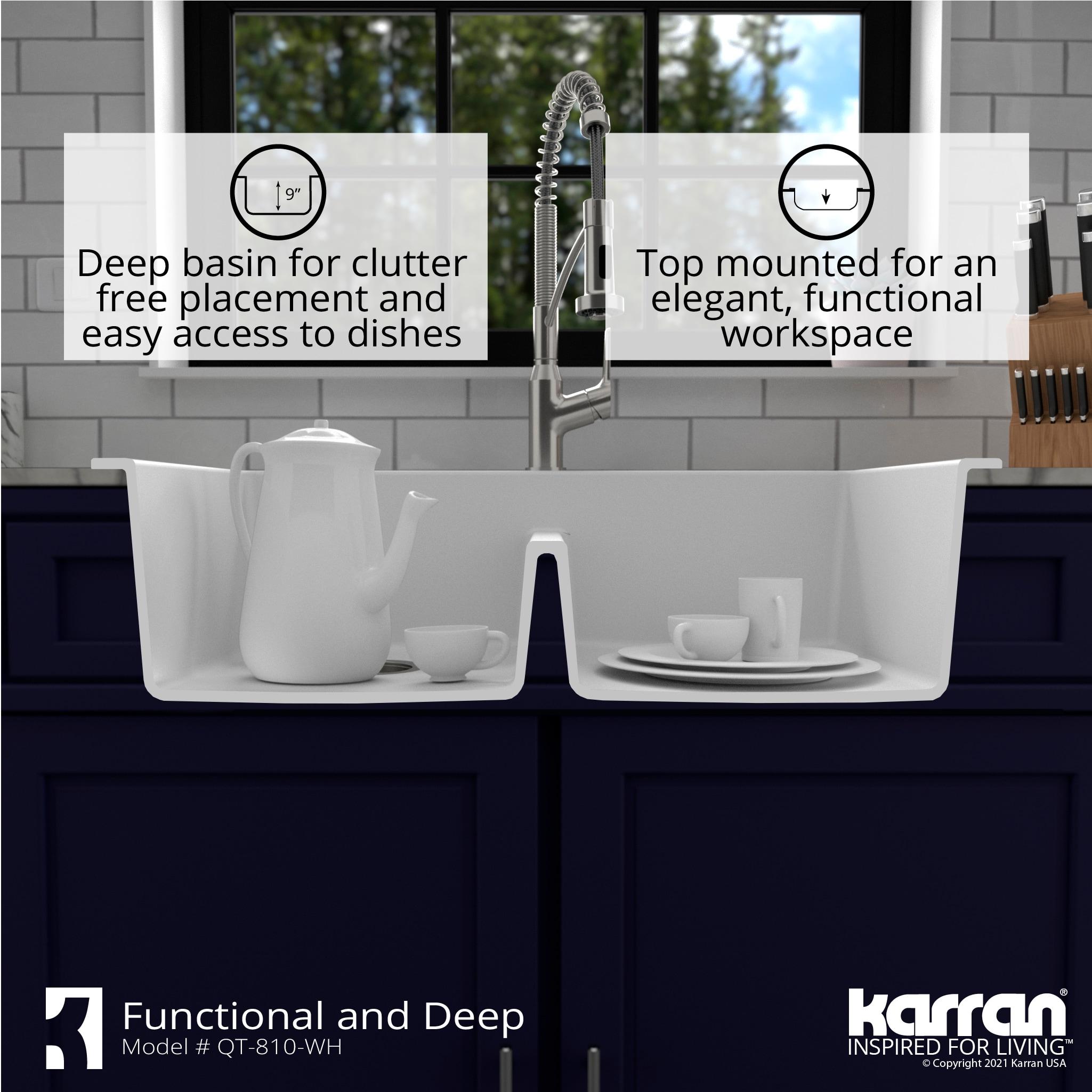 Karran Quartz 33'' X 22'' 50/50 Double Bowl Composite Drop-in Kitchen Sink