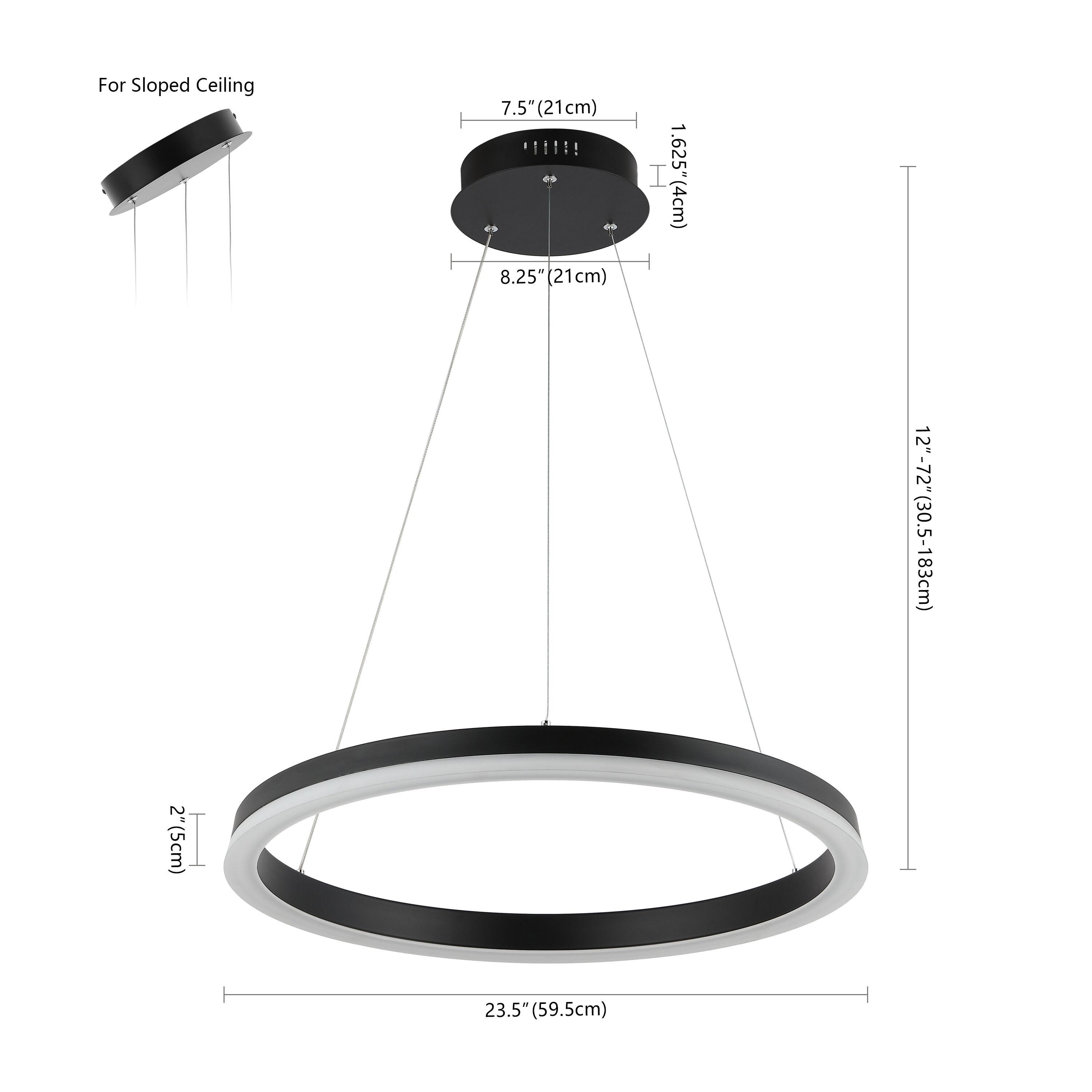 Brice 24" Round Integrated LED Metal Pendant, Matte Black