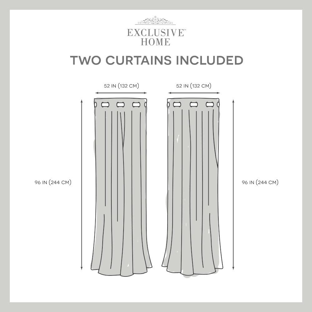 Set of 2 (96"x52") Forest Hill Woven Blackout Grommet Top Window Curtain Panel White - Exclusive Home: Thermal Insulated, Room Darkening