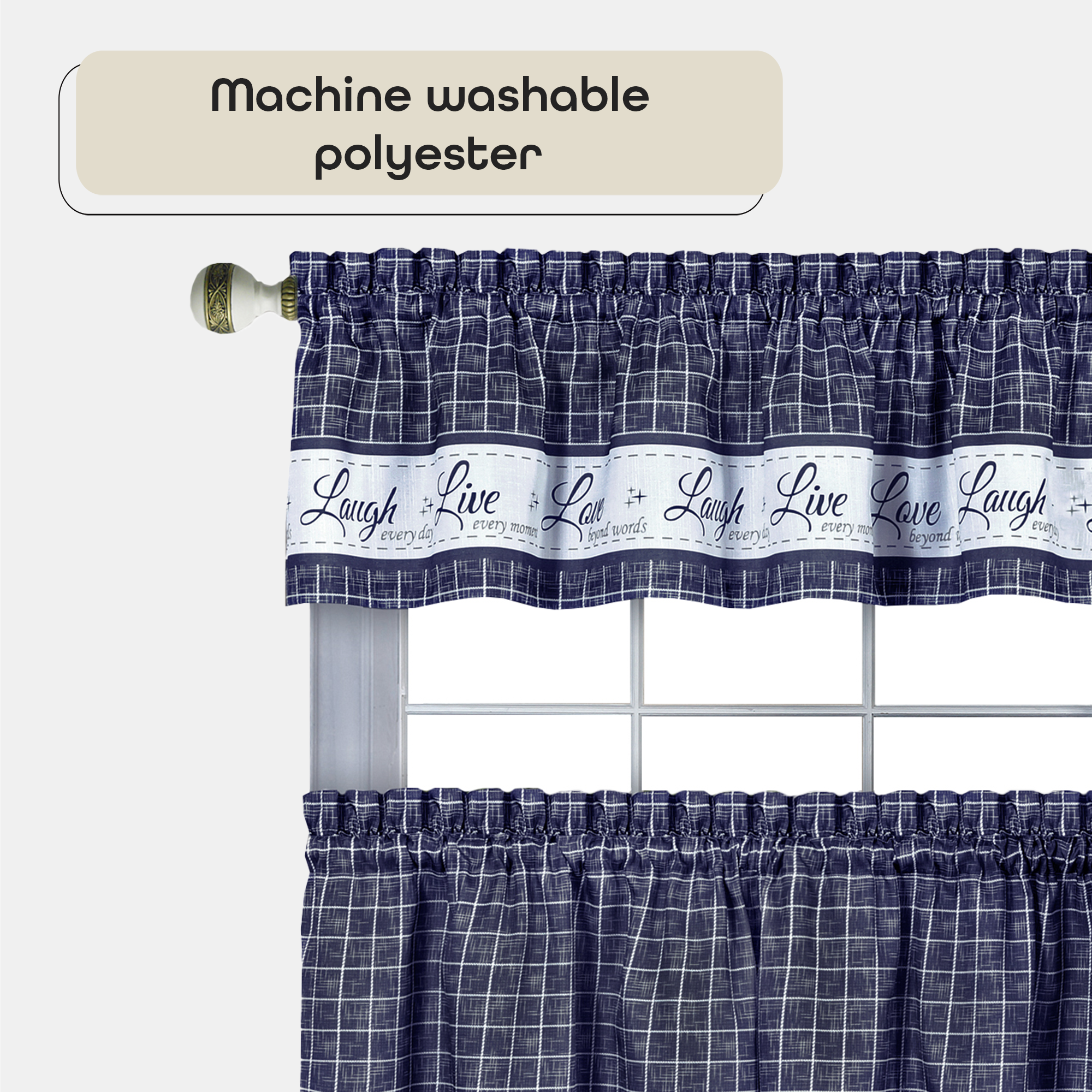 Achim Live, Love, Laugh Window Curtain Tier Pair and Valance Set