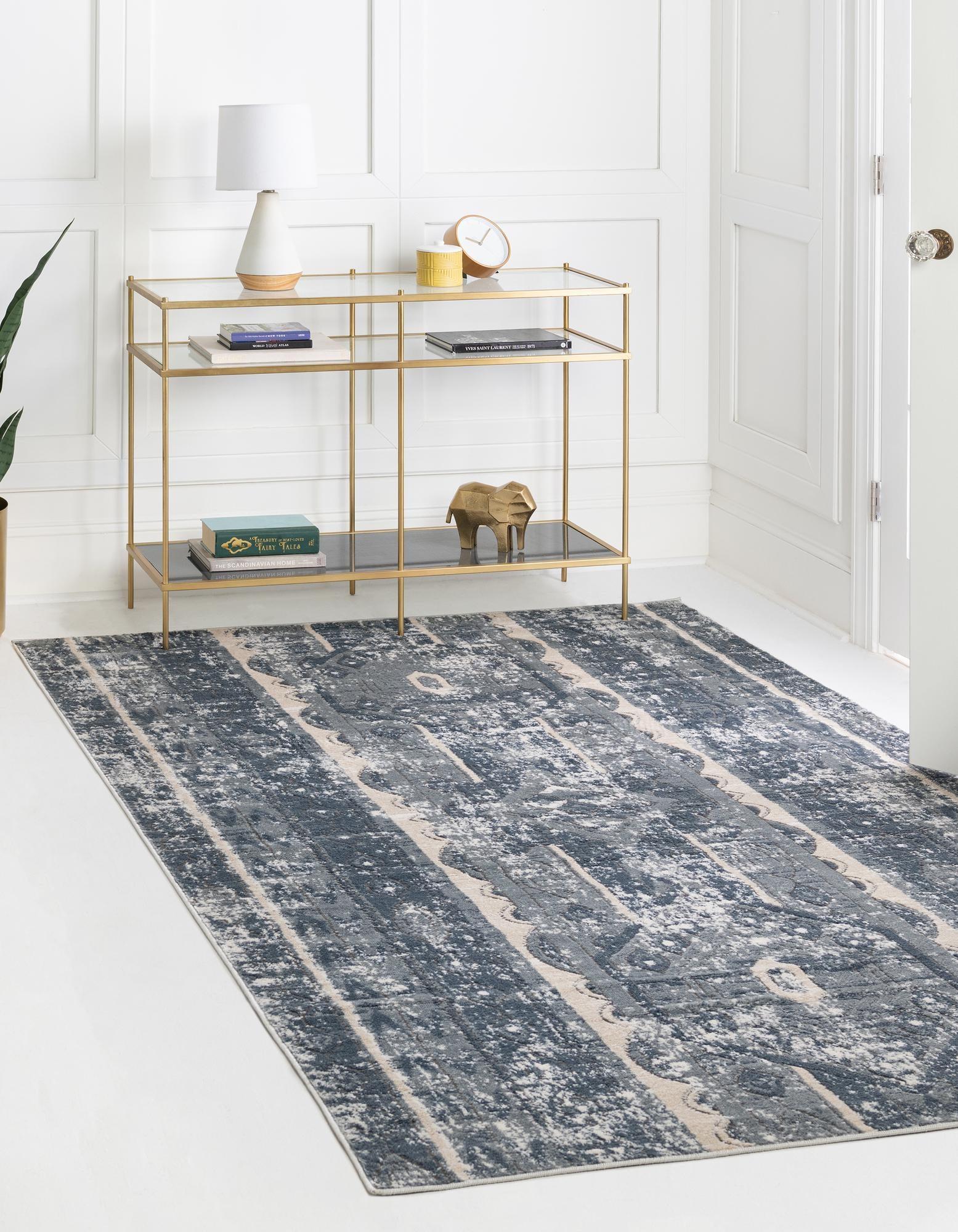 Unique Loom Portland Collection Area Rug - Depoe (6' 1" x 9' Rectangle Blue/Beige)