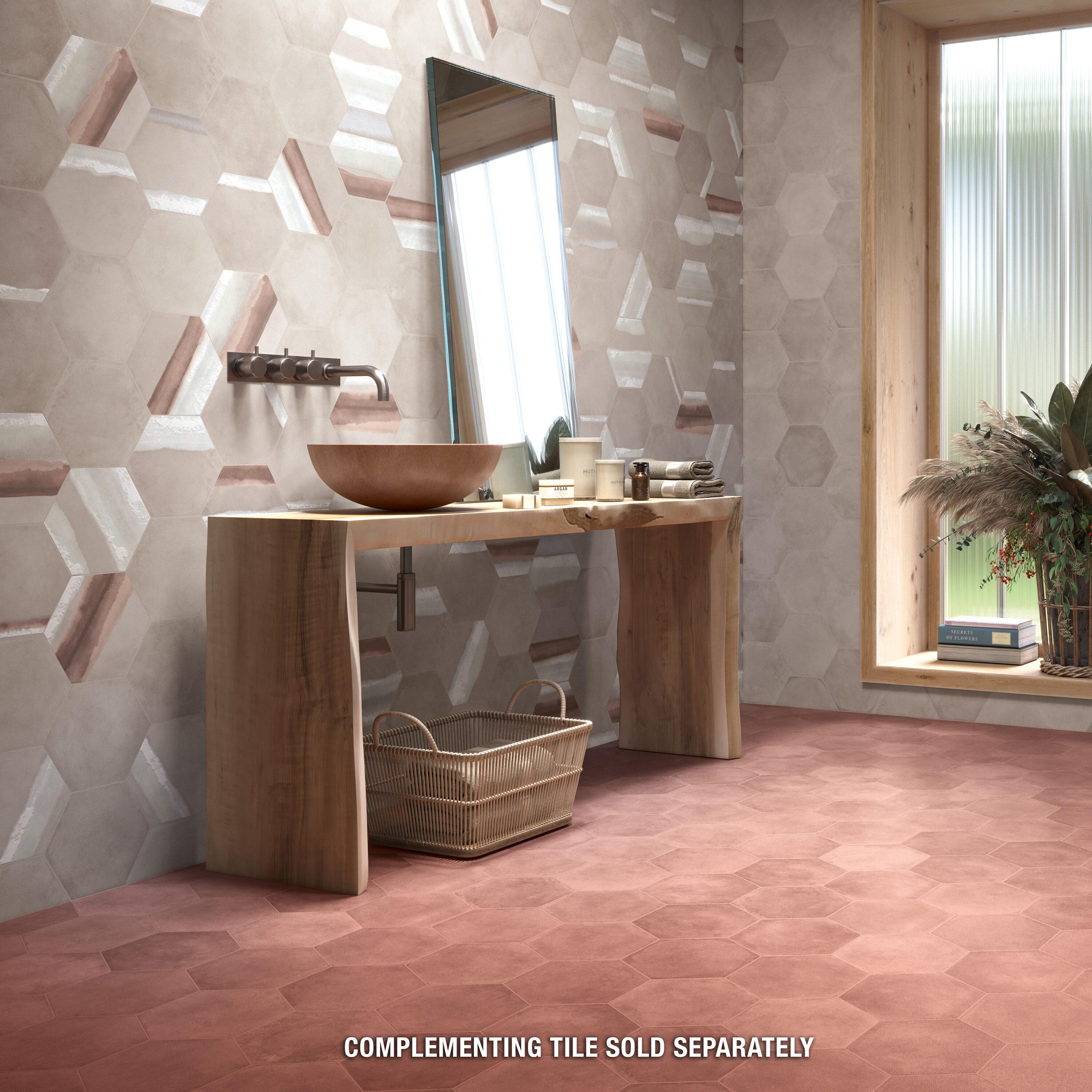 Matter Hex Canvas 8' x 9' Stone Look Wall & Floor Tile