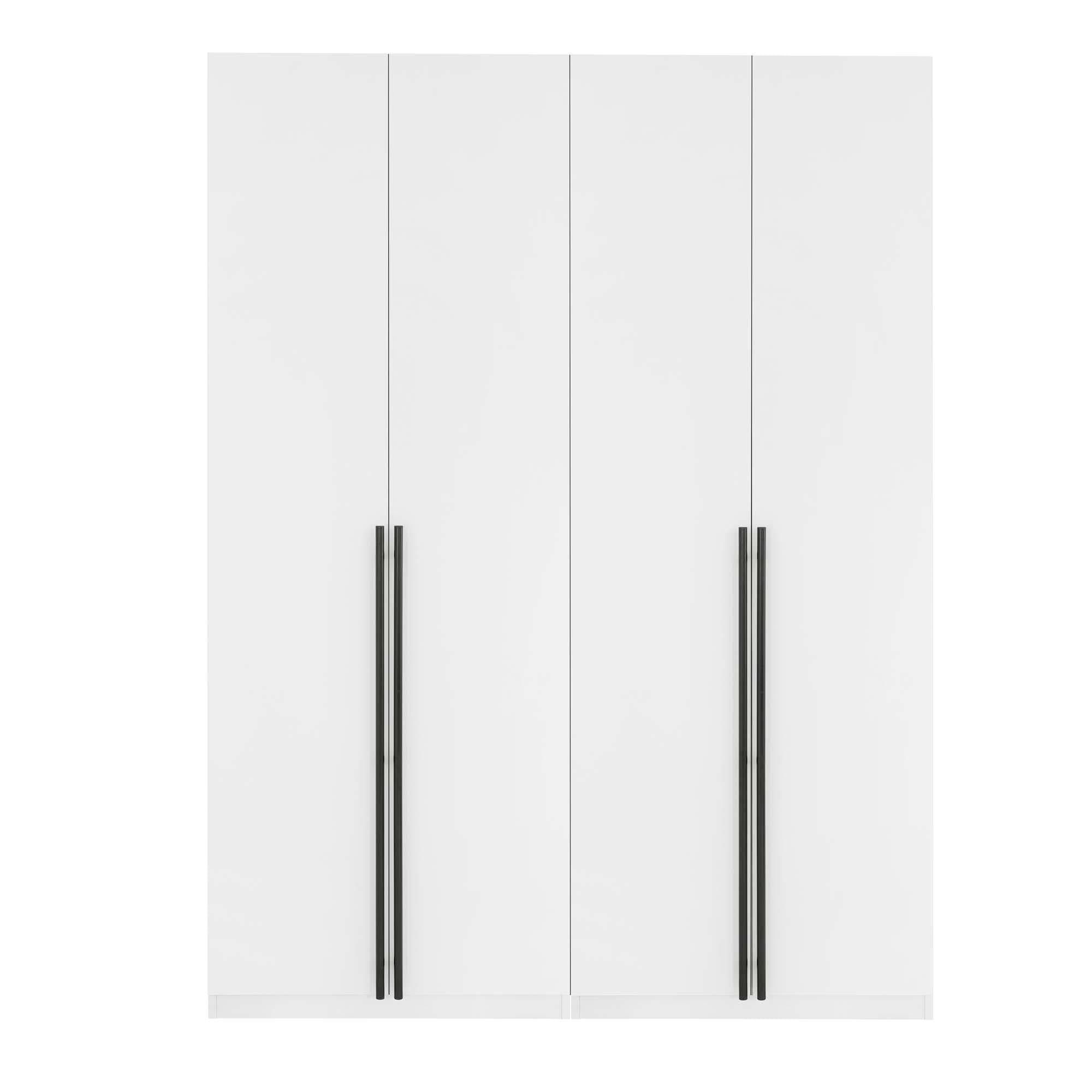 Manhattan Comfort 2pc Lee 4 Door and 8 Shelf Module Wardrobe White: Modern Storage, MDF, Metal Hardware