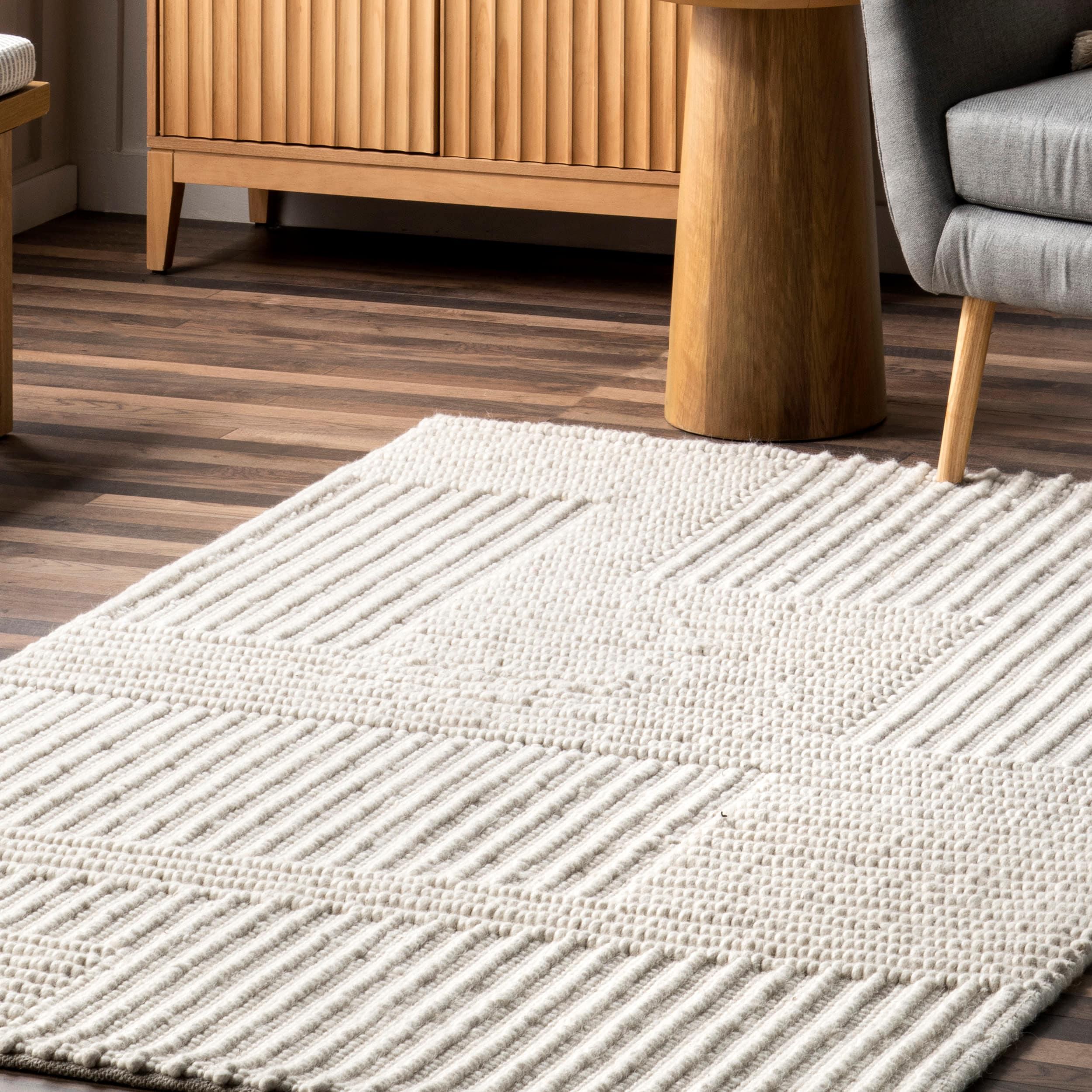 Nuloom Dorene Abstract 2x8 Wool Runner Indoor Area Rug for Living Room Bedroom Dining Room Entryway Hallway Kitchen, Ivory