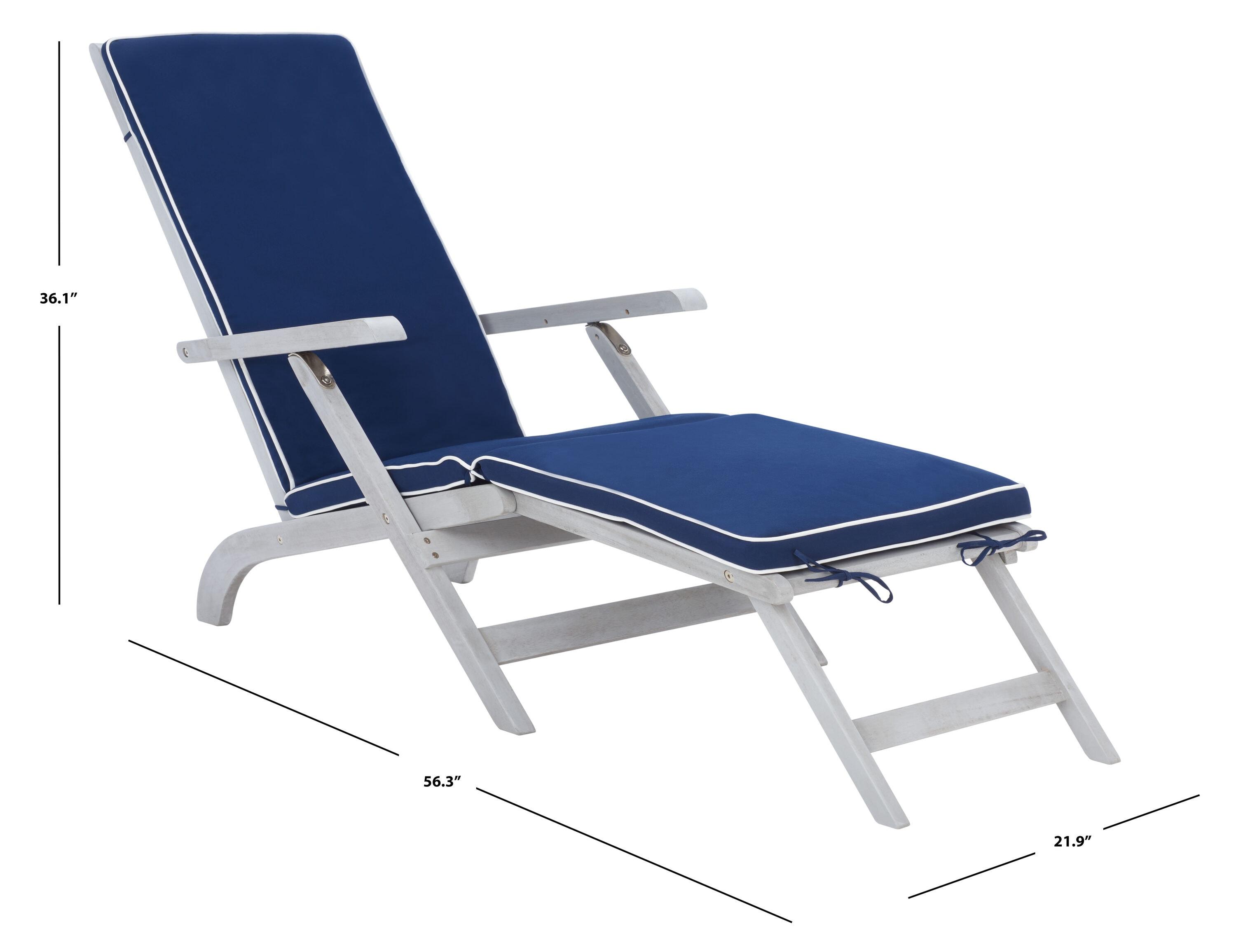 Palmdale Lounge Chair - Outdoor - PAT7015 - Grey/Navy -Safavieh