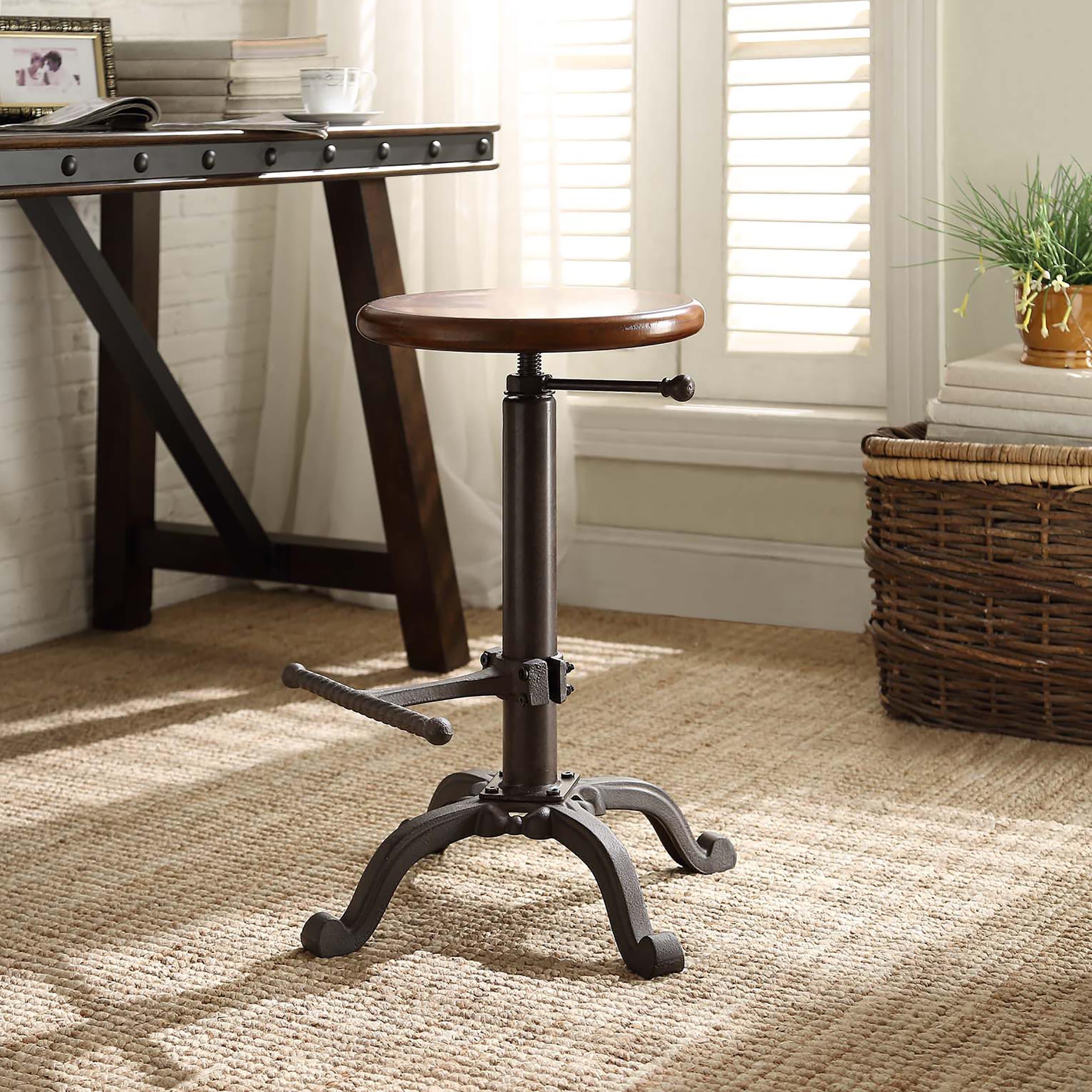 Carolina Living Jackson Adjustable Barstool Metal/Chestnut: Round, Backless, 250lb Capacity, Rustic Style