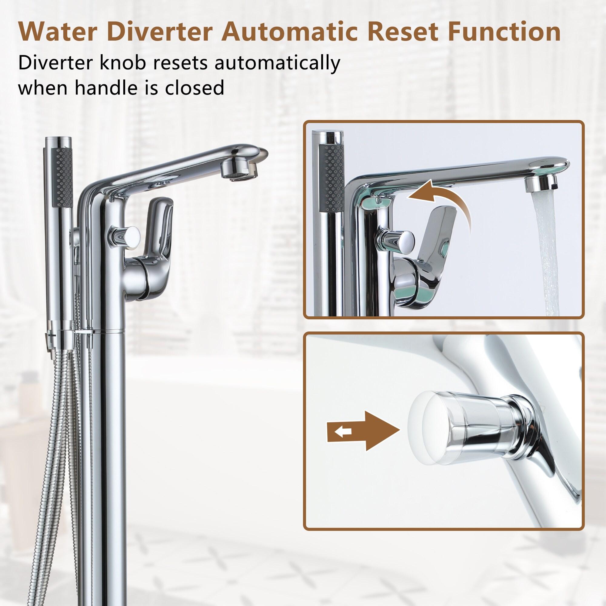 Chrome Freestanding Bathtub Faucet with Hand Shower