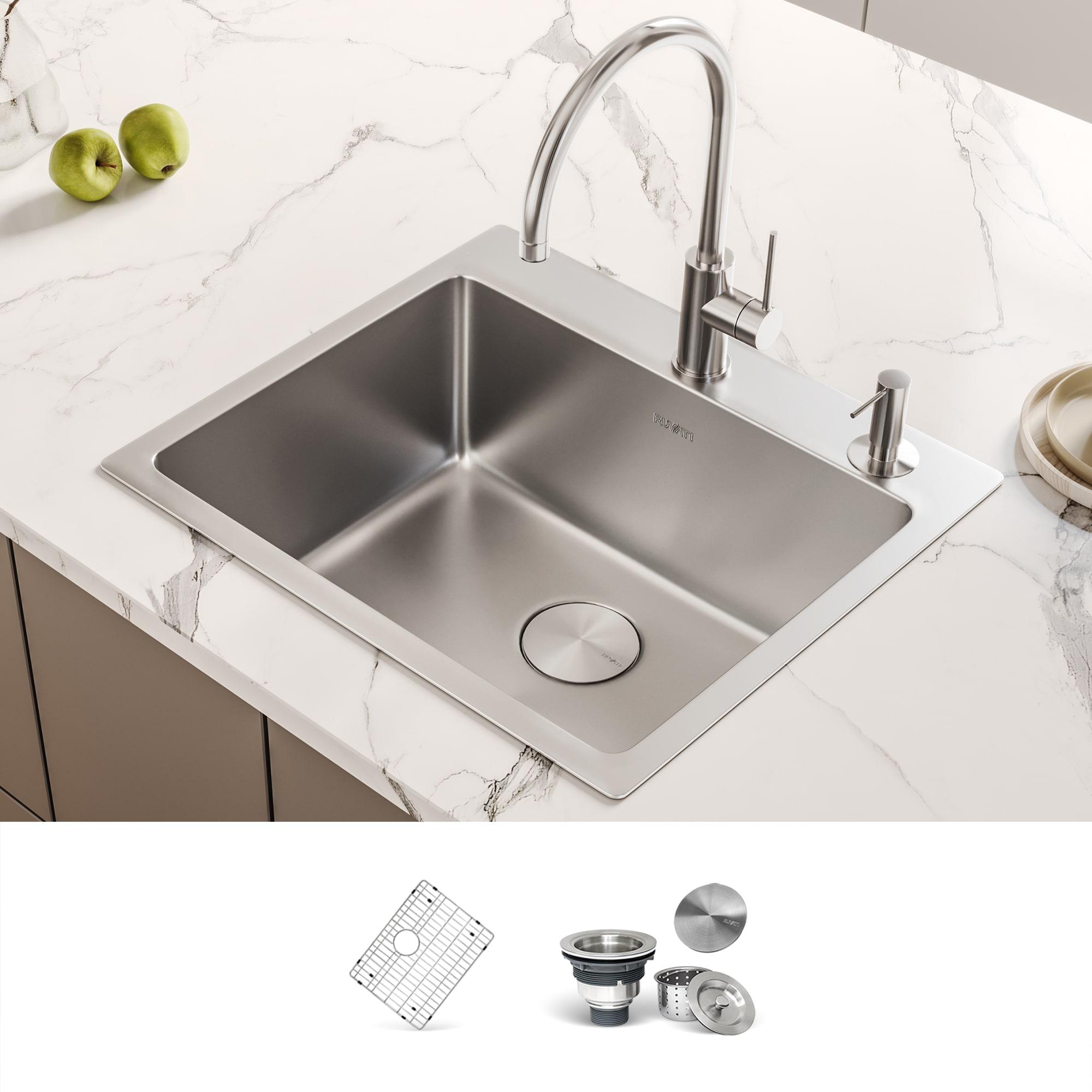 Ruvati 23 x 20 inch Drop-in Topmount Kitchen Sink 16 Gauge Stainless Steel Single Bowl