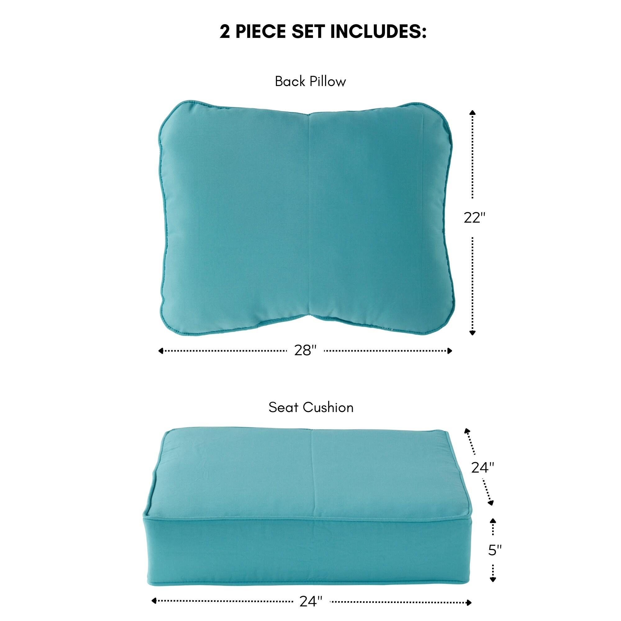 Greendale Home Fashions 2-Piece Teal 24"W Premium Deep Seat Cushion Set