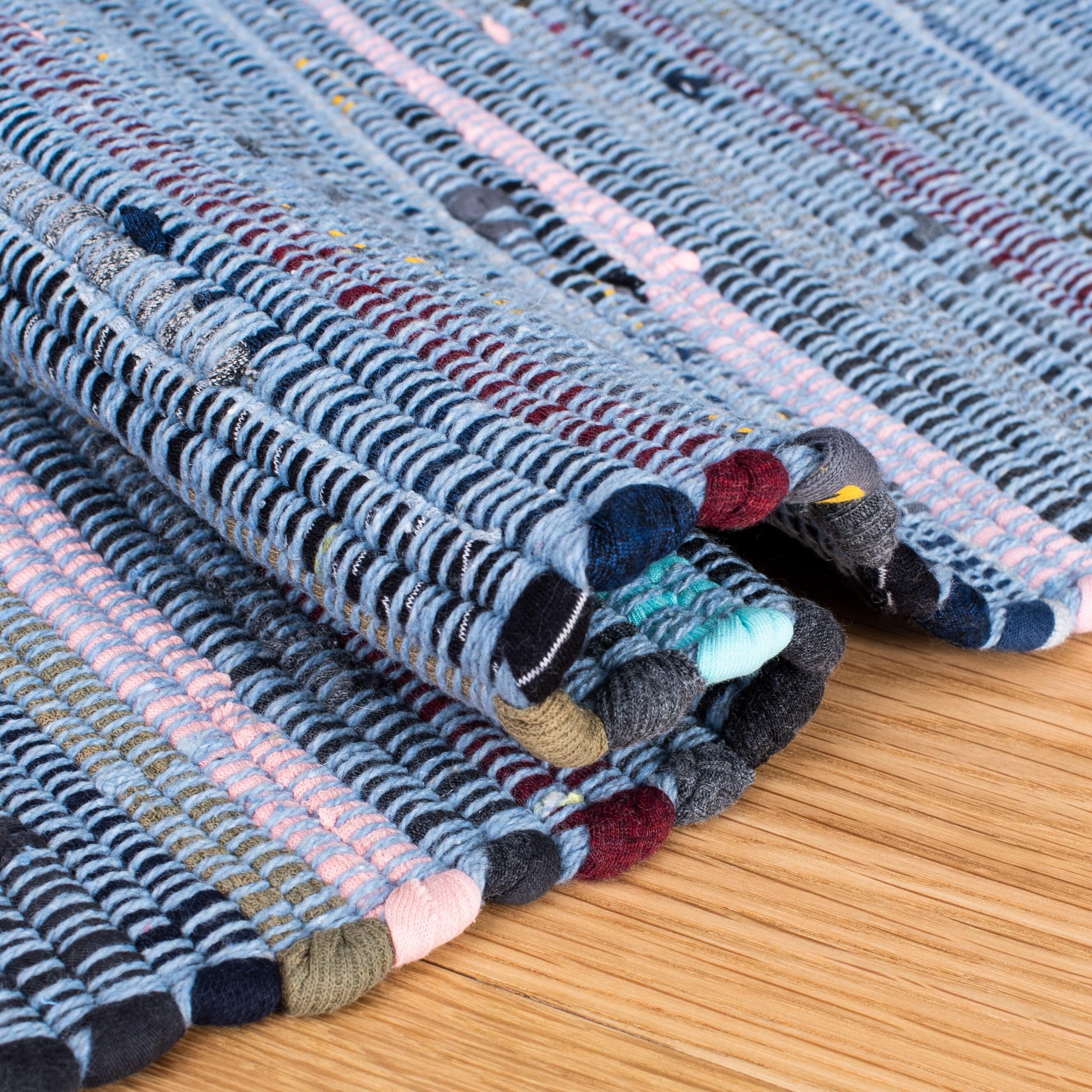 Rag Area Rug RAR122 Hand Woven Area Rug - Navy/Blue - 8'9"x11'9" - Safavieh.