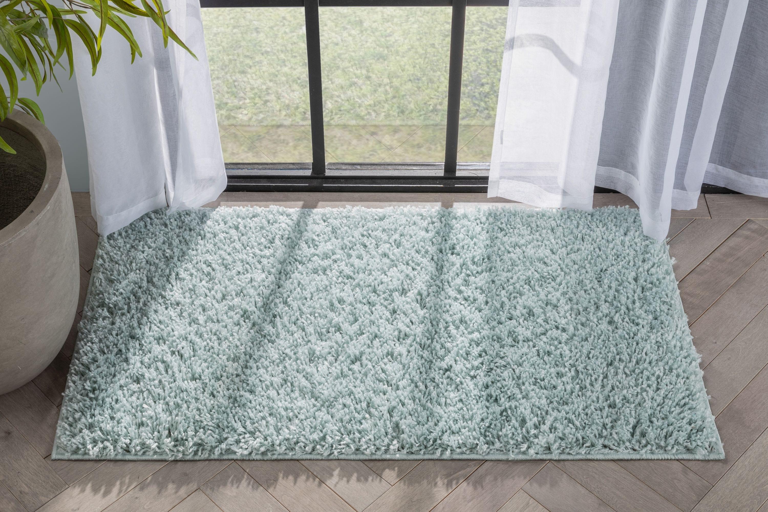 Papastamelos Basics Emerson Plain Textured Seafoam Green Shag Area Rug
