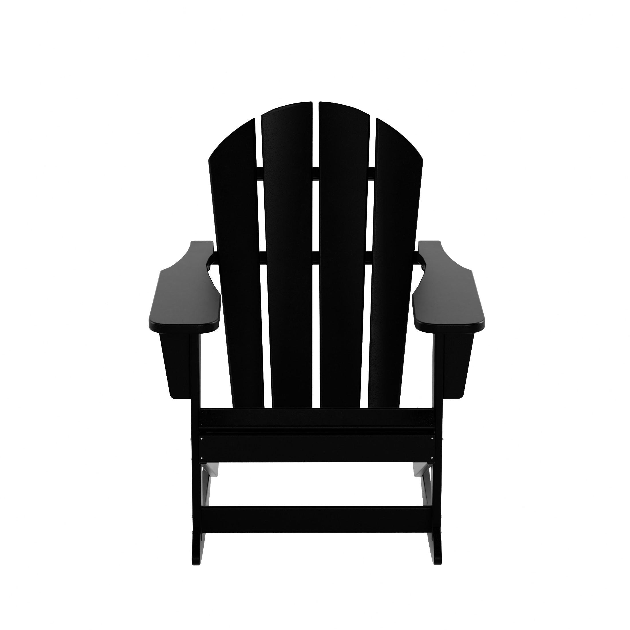 JUSTLET Plastic Adirondack Rocking Chair,HDPE All-Weather Outdoor Rocking Adirondack Chair for Porch, Patio, Balcony,Black