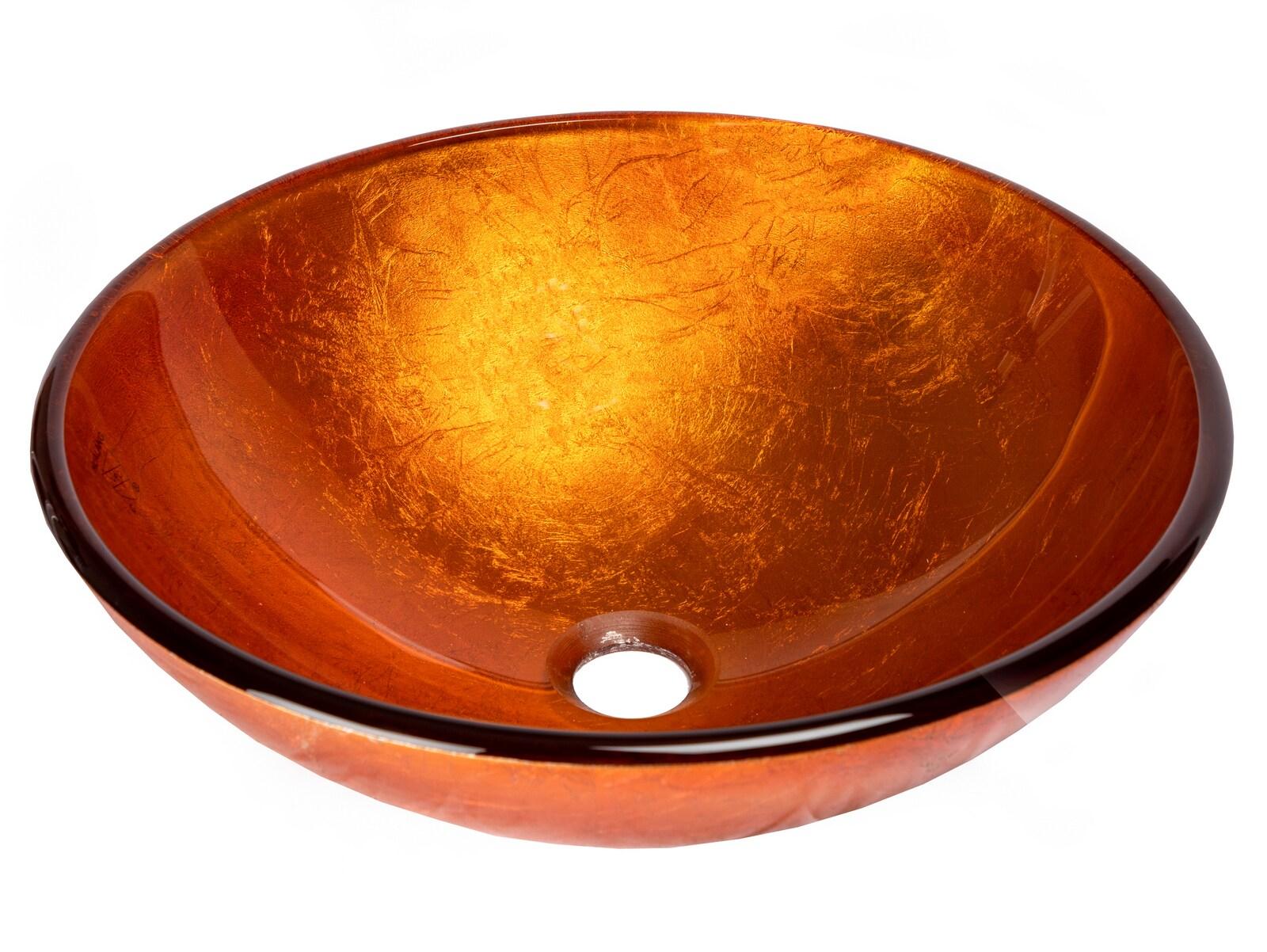 Eden Bath 16.5'' Orange Tempered Glass Circular Bathroom Sink