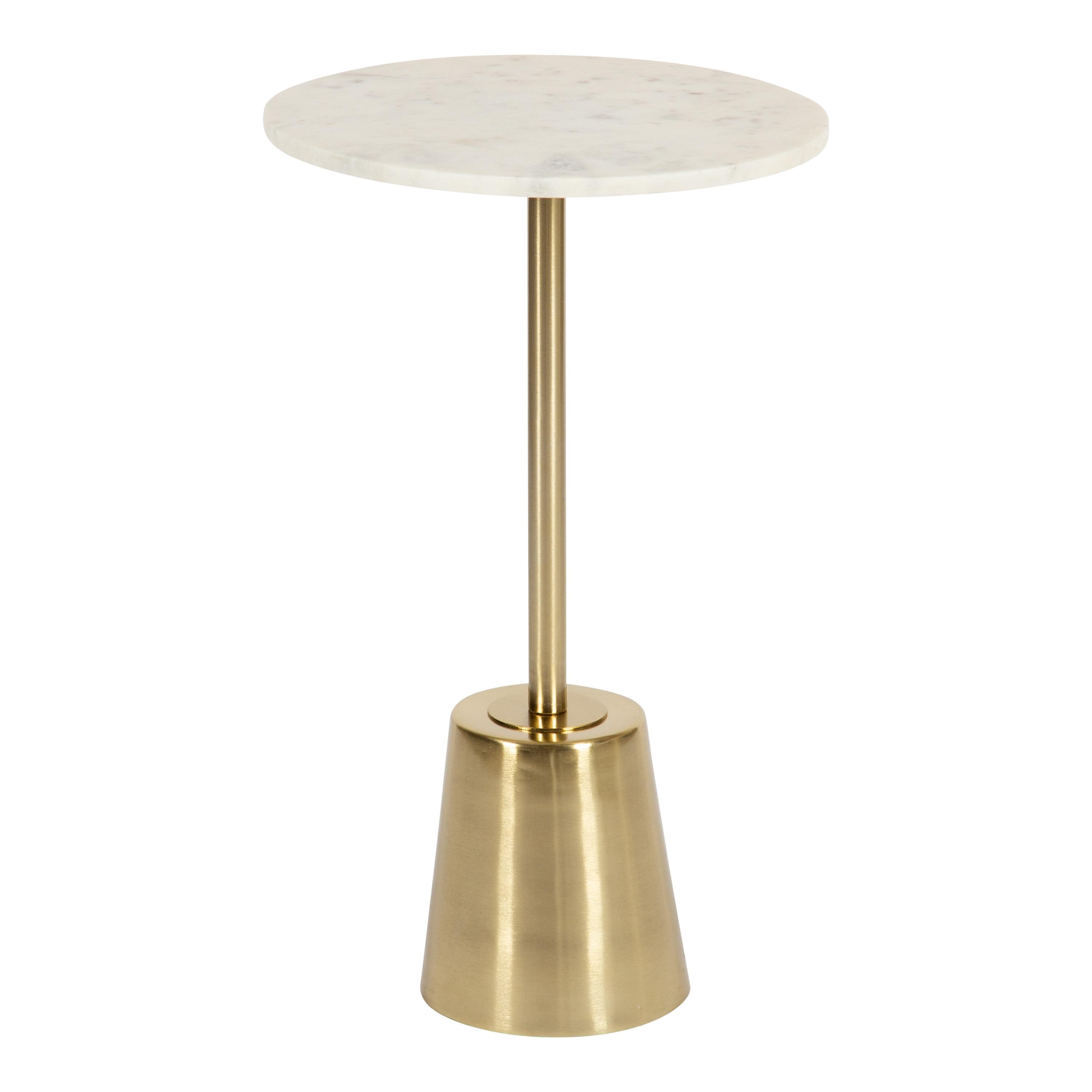 Kate and Laurel Tira Round Metal Side Table, 14x14x24, Gold