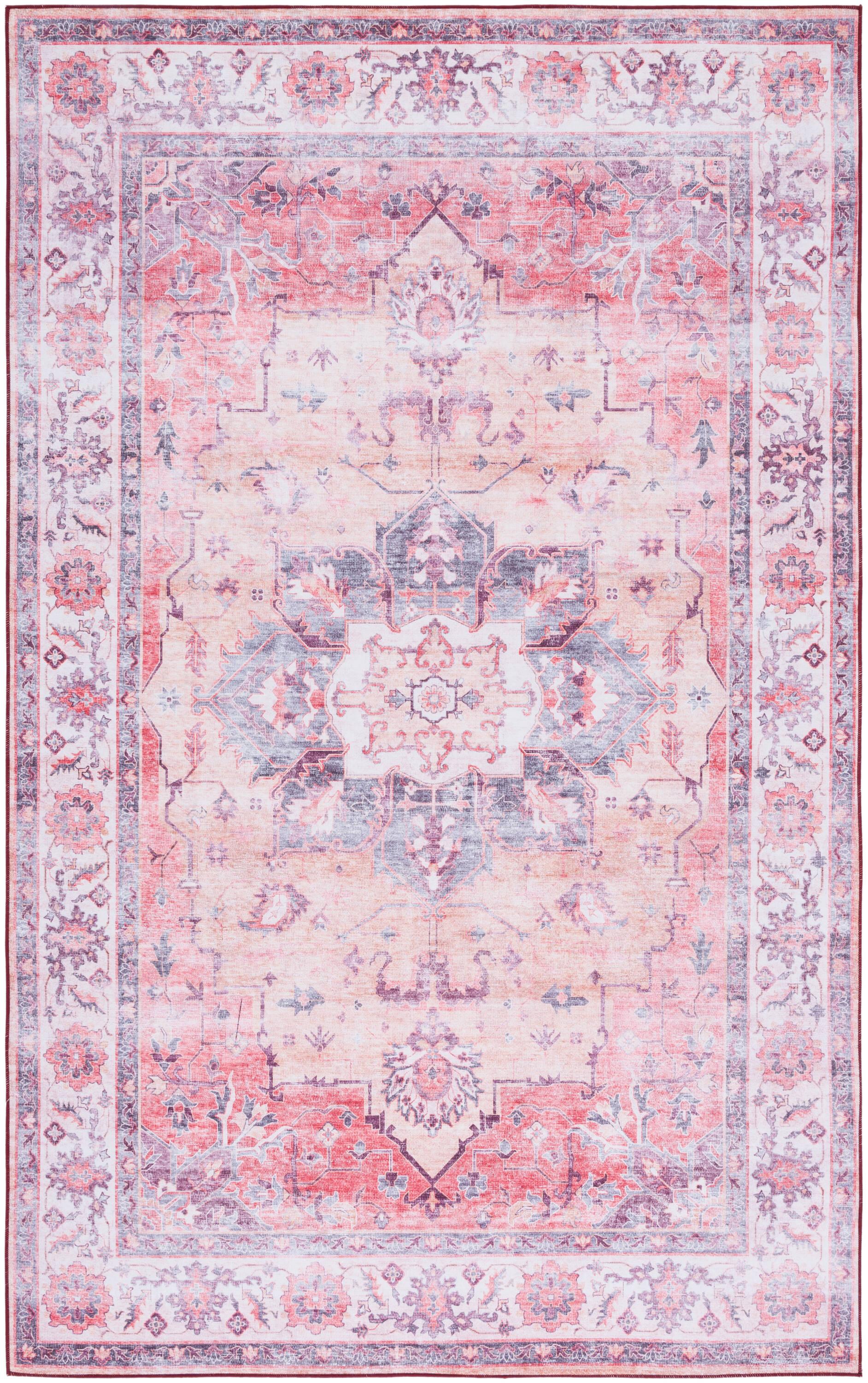 Tucson TSN163 Power Loomed Machine Washable Area Rug - Rust/Beige - 8'x10' - Safavieh.