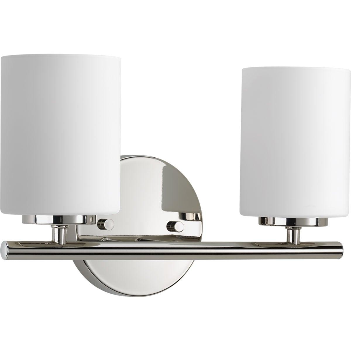 Progress Lighting Replay Collection 2-Light Bath Vanity, Polished Nickel, Shade Included