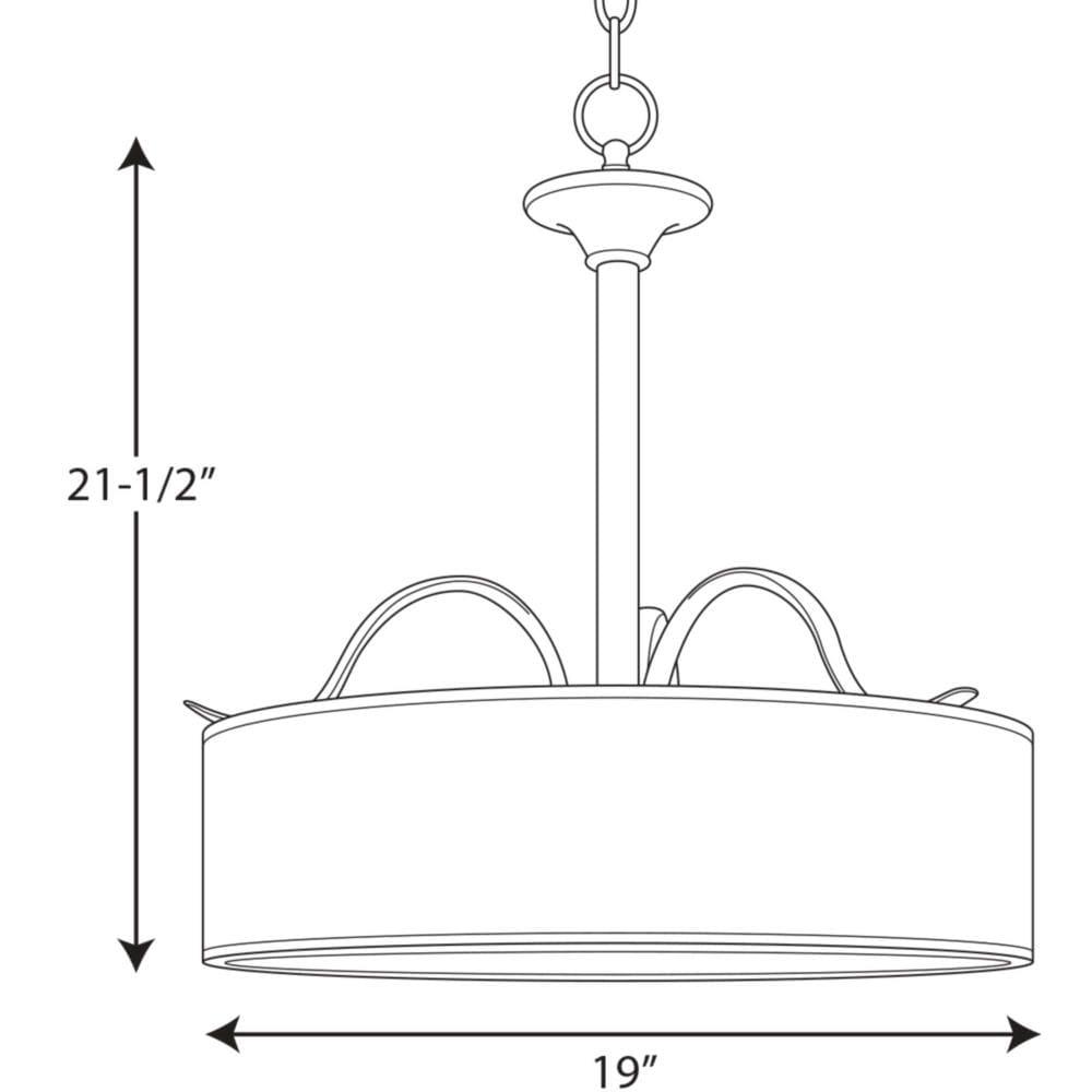 Progress Lighting Inspire 3-Light Inverted Pendant, Brushed Nickel, Off-White Linen Shade