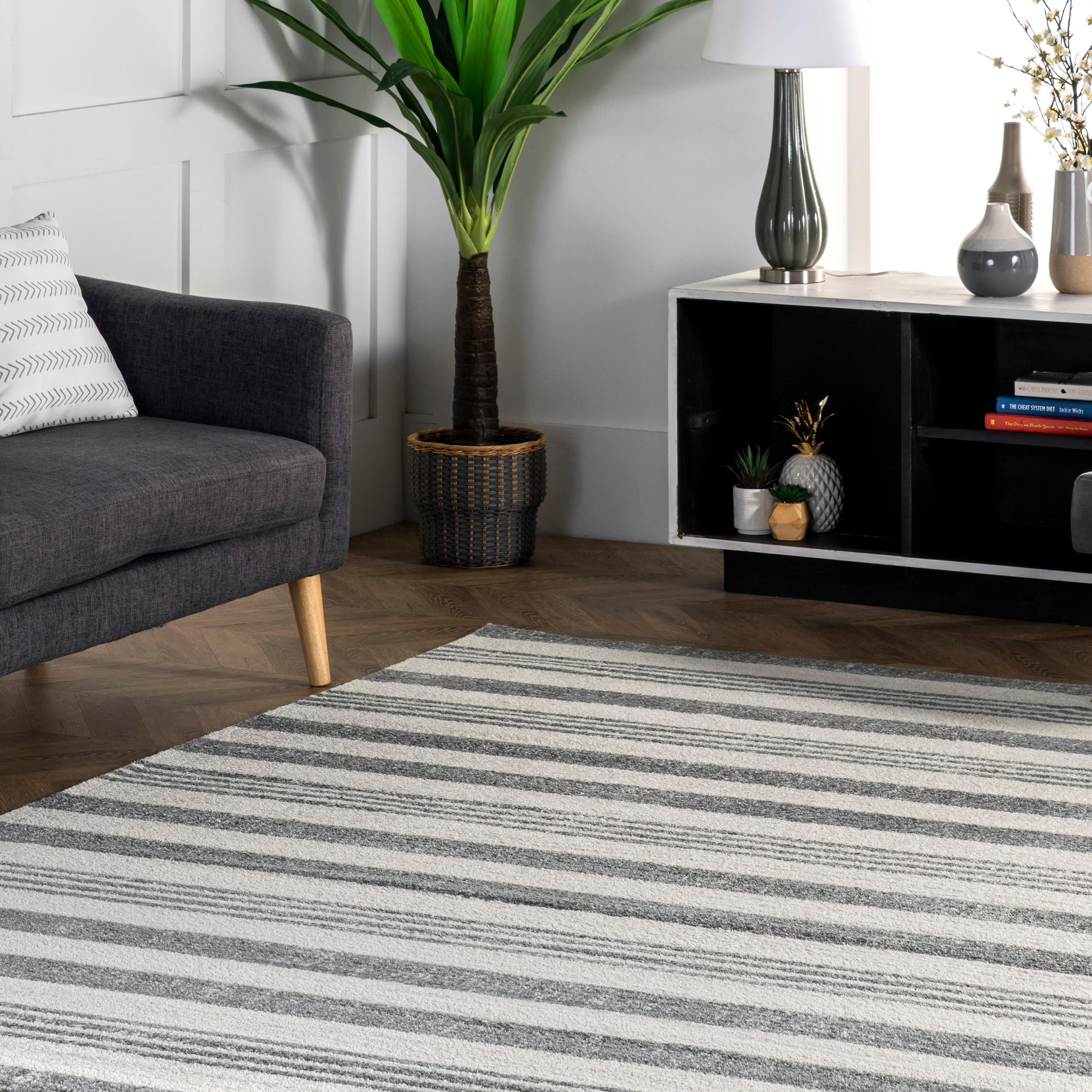 5'x8' Solid Loomed Area Rug Beige/Gray - nuLOOM: Contemporary Flat Pile, Stain-Resistant, Indoor Use, Polypropylene
