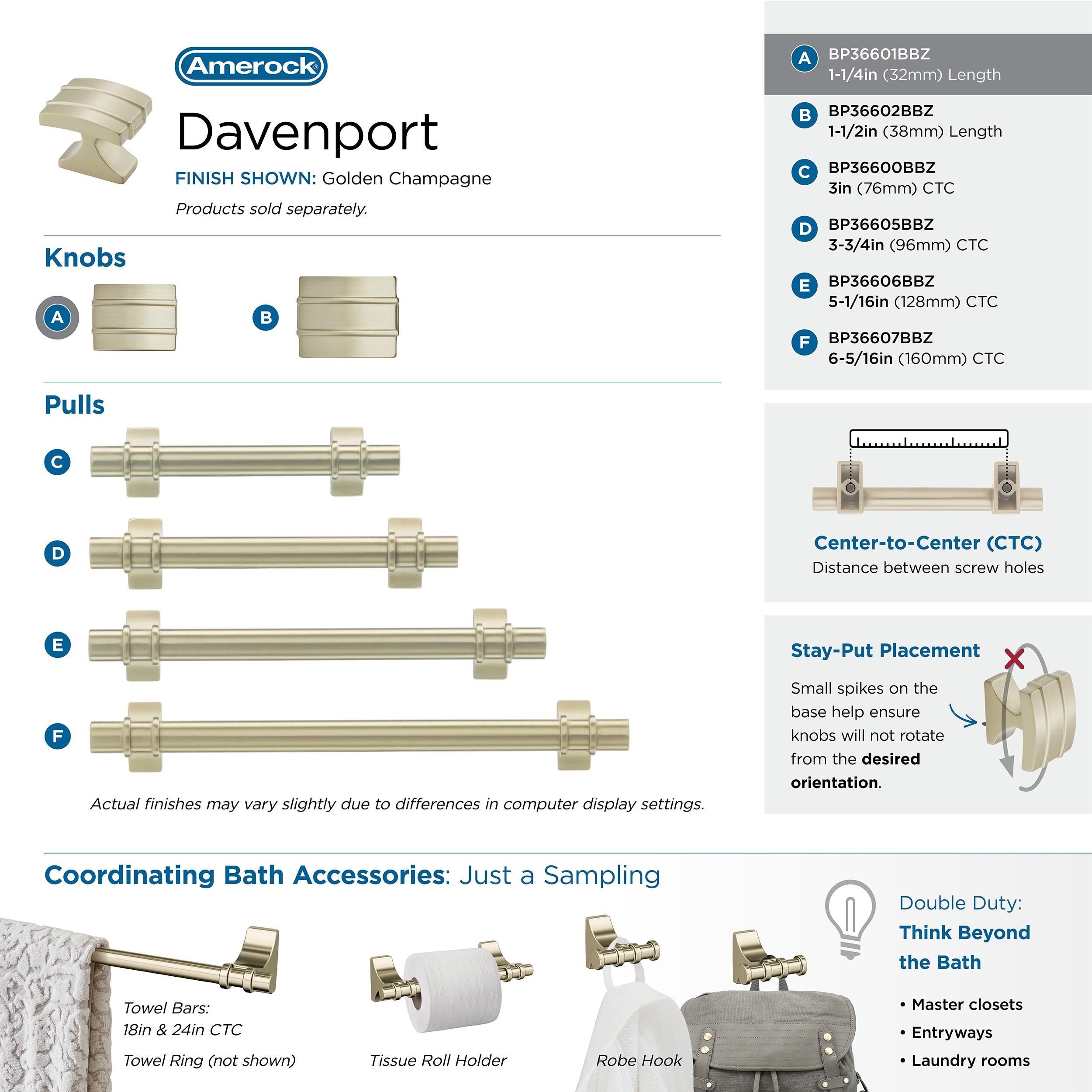 Davenport 1 3/16" Length Square Knob