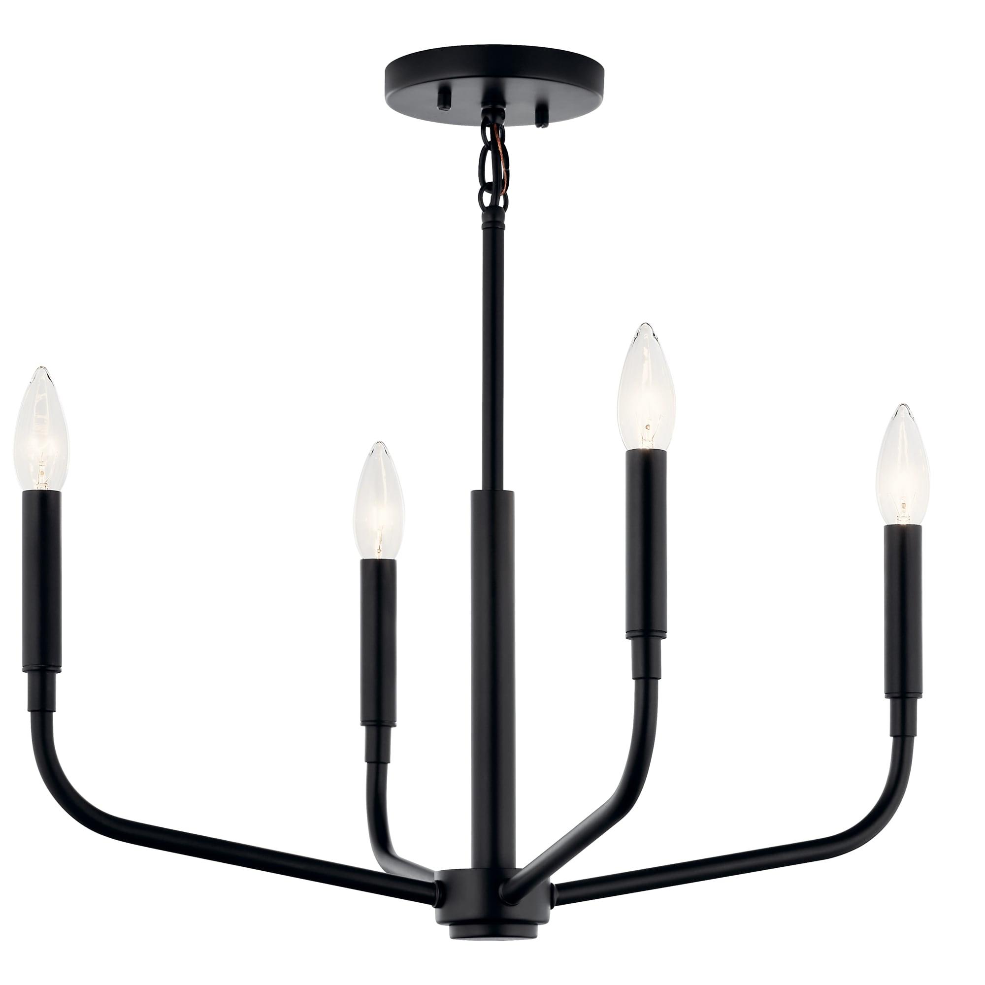 Black Mini 4-Light Candle Chandelier with Incandescent Bulbs