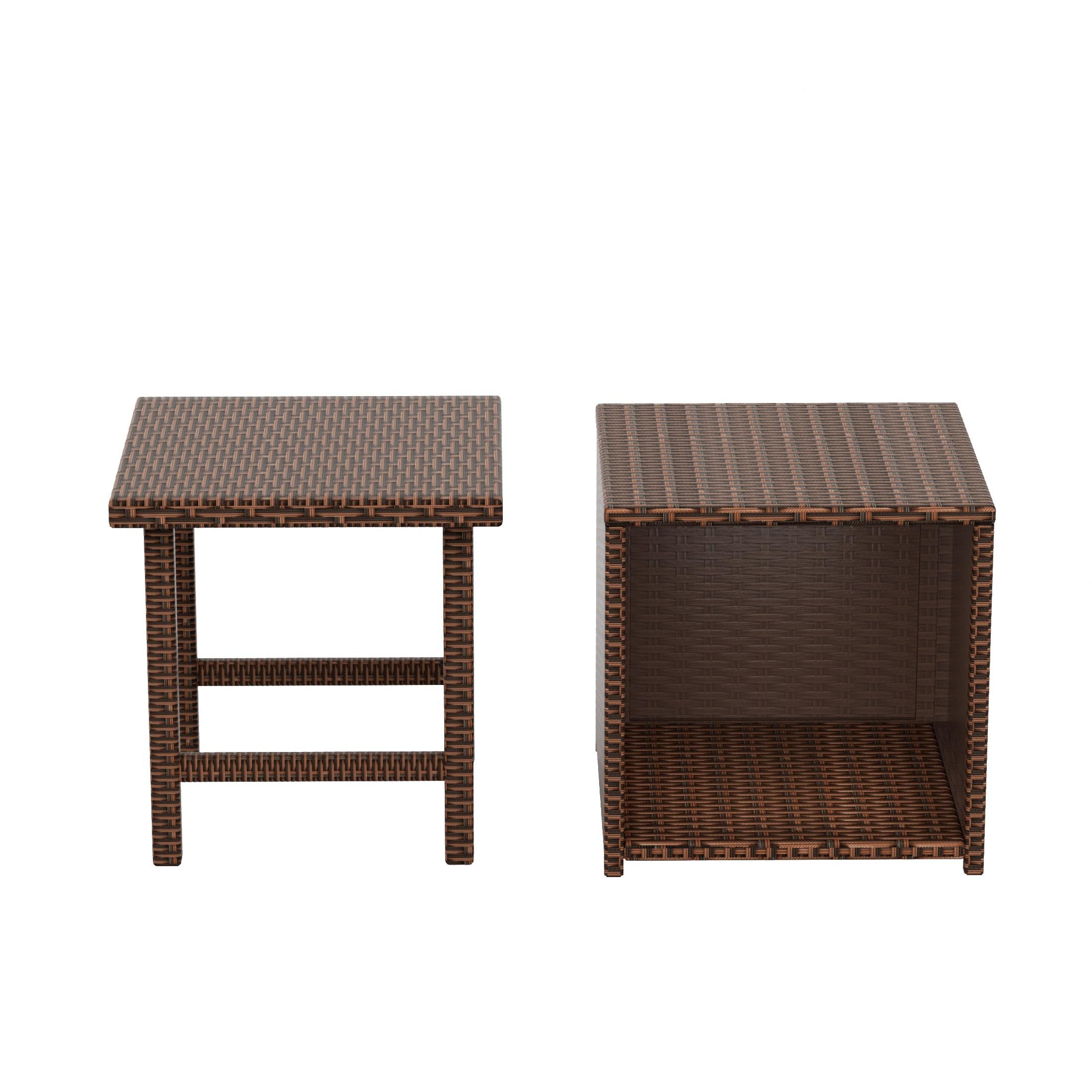 Polytrends  Merrick Wicker Rattan Table (Set of 2) Brown