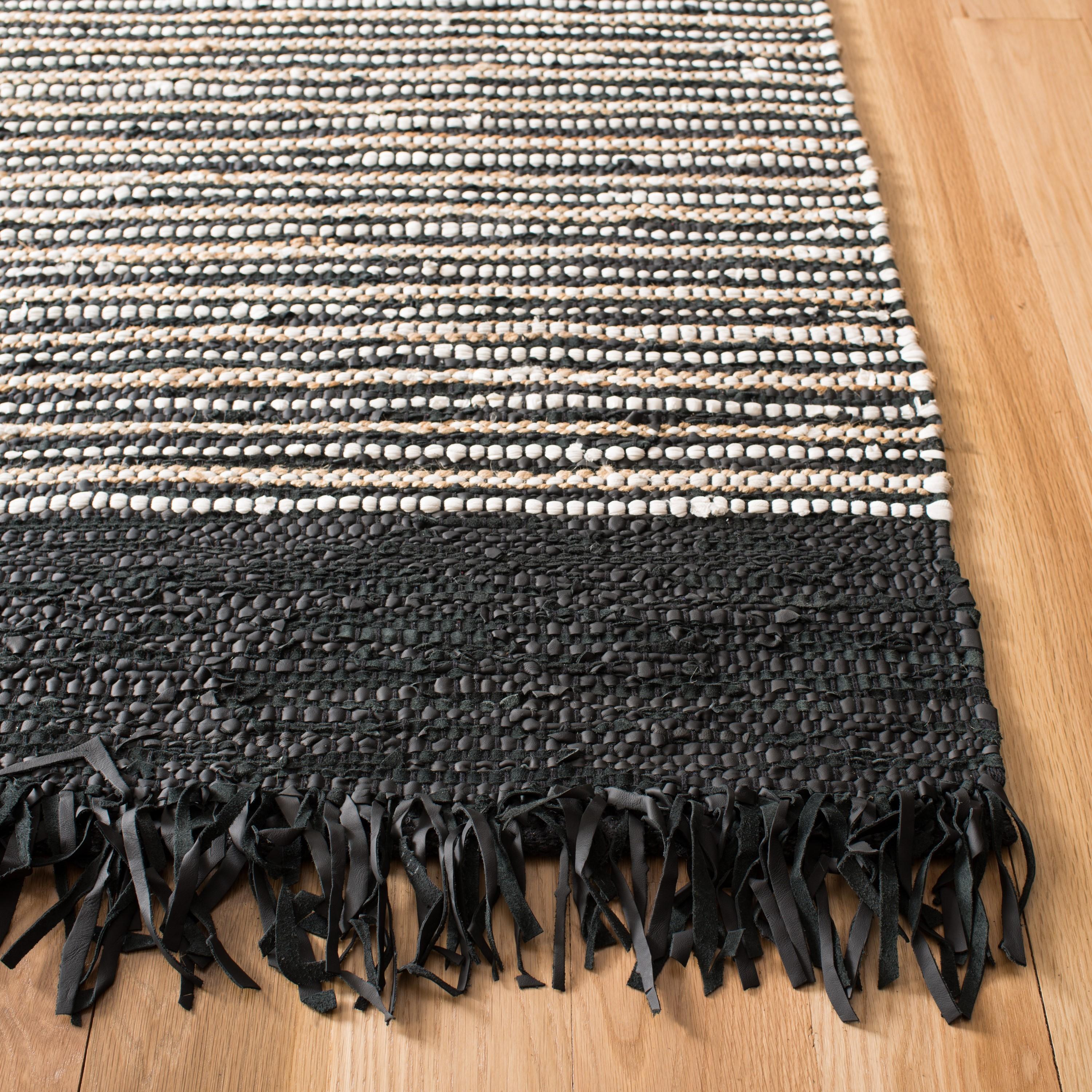 Vintage Leather VTL373 Hand Woven Accent Rug - Black/Multi - 3'x5' - Safavieh.