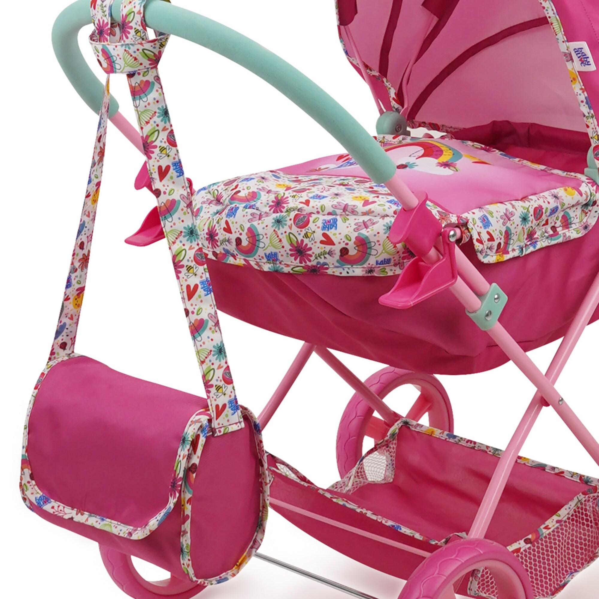 Baby Alive: Deluxe Classic Doll Pram - Pink & Rainbow - Fits Dolls up to 18"