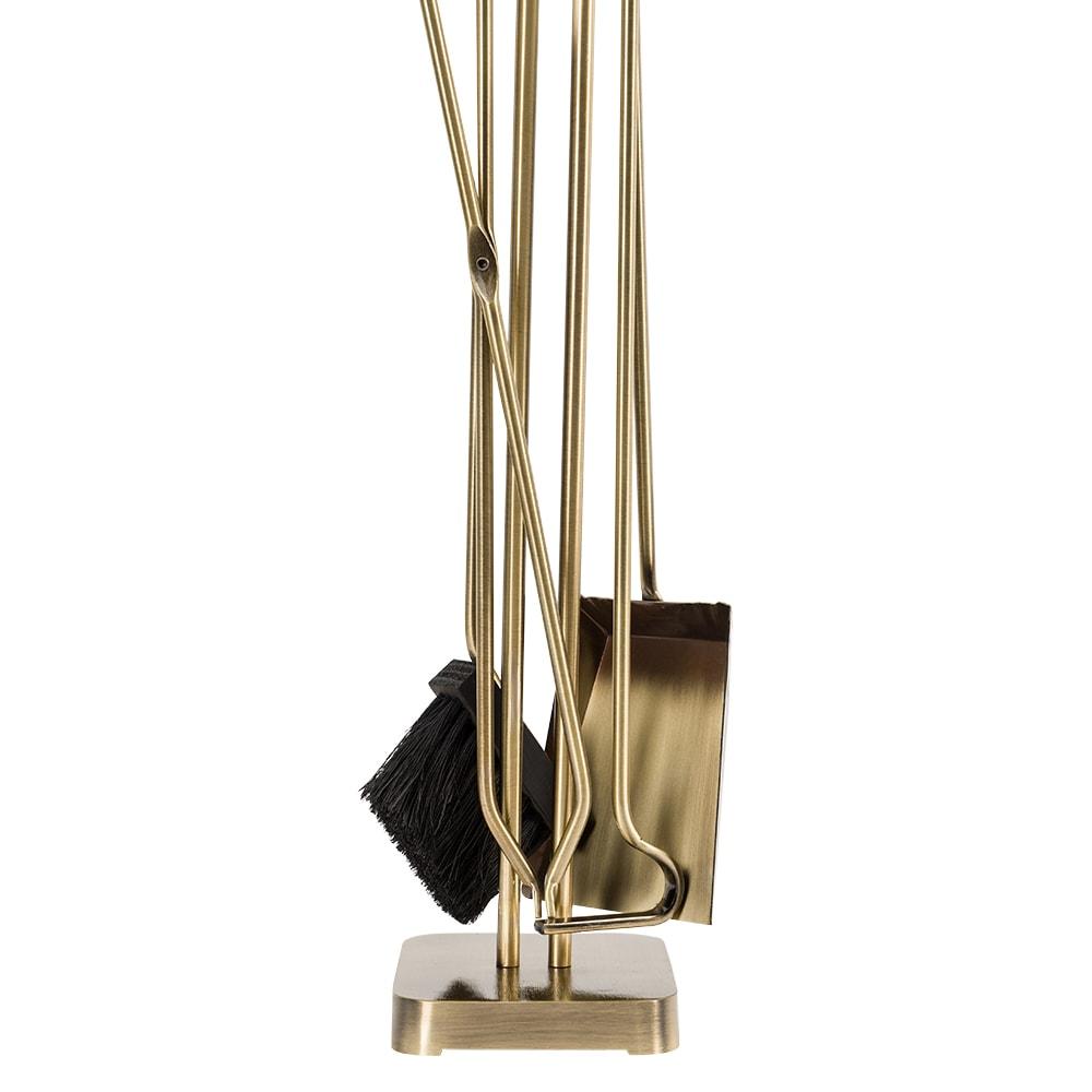 Modern Ember Levi Fireplace Tool Set - Includes Brush, Shovel, Fire Poker, Tongs and Stand - Steel