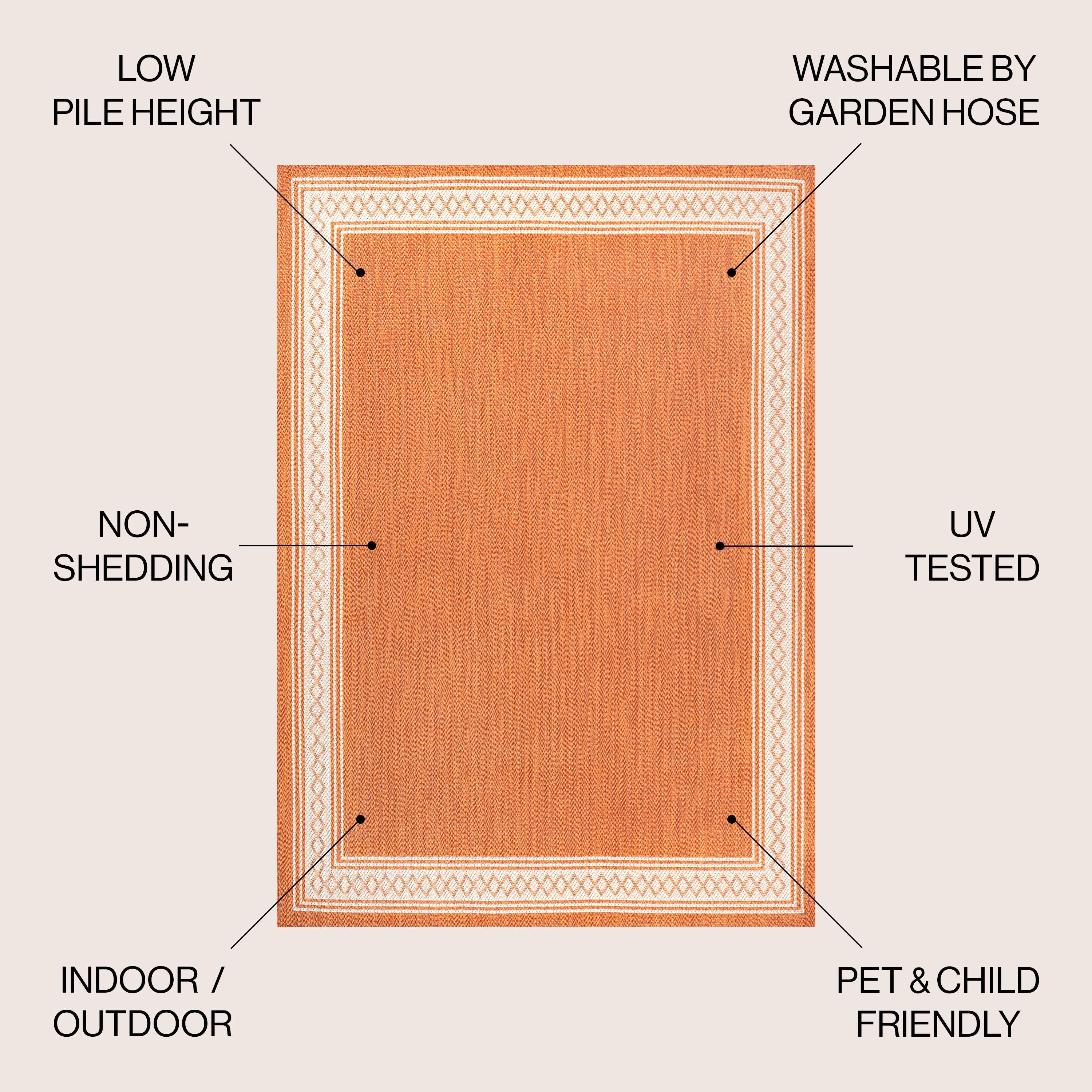 5' x 8' Lucia Classic Diamond Border Indoor/Outdoor Area Rug, Orange/Cream - JONATHAN Y