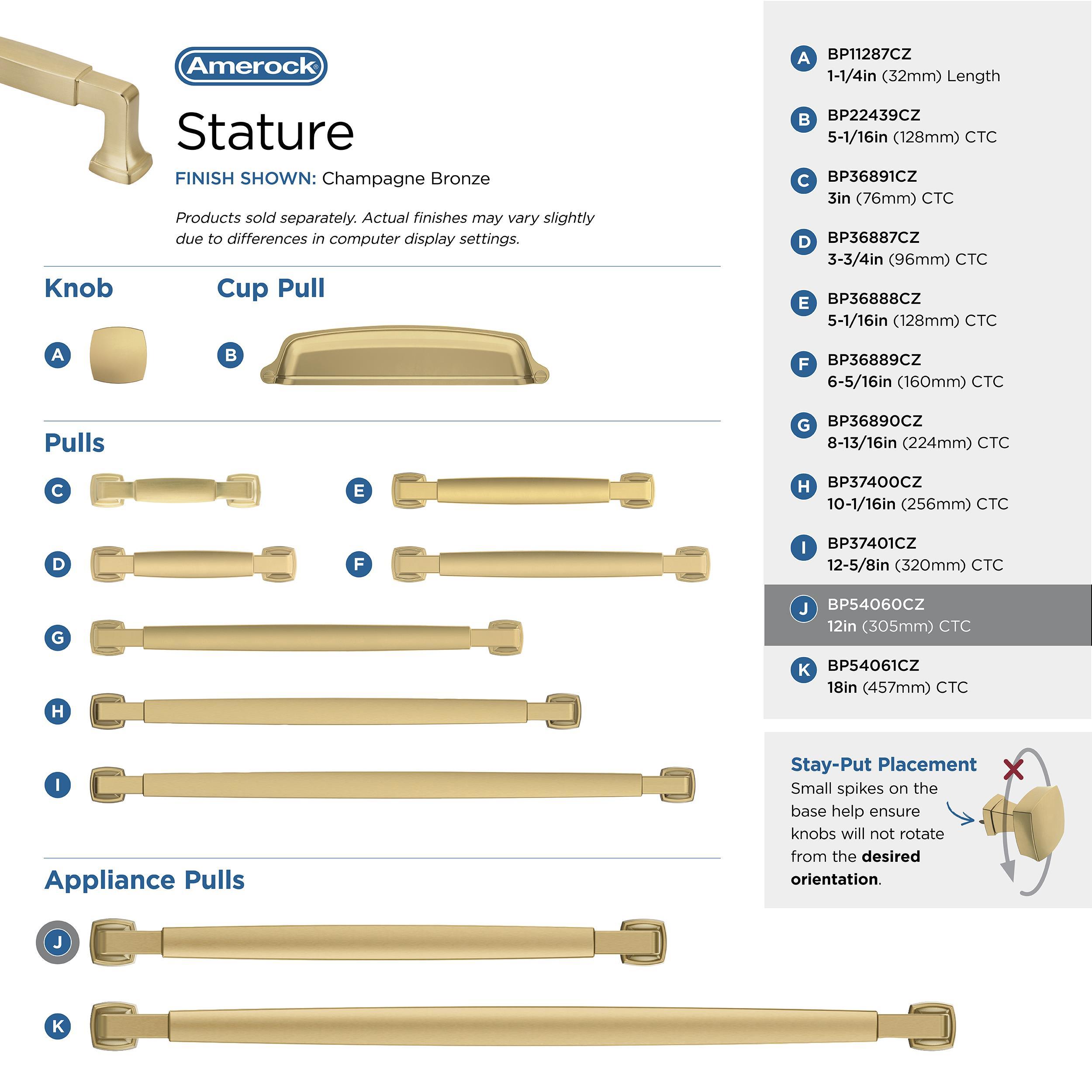 Amerock Stature 12 inch (305mm) Center-to-Center Champagne Bronze Appliance Pull