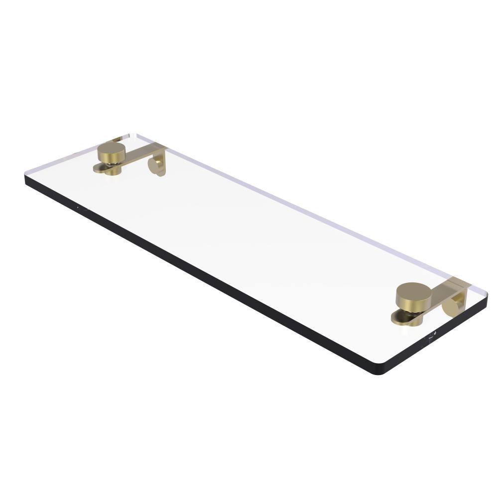 Allied Brass NS-1/16-SBR 16 Inch Glass Vanity Shelf with Beveled Edges, Satin Brass