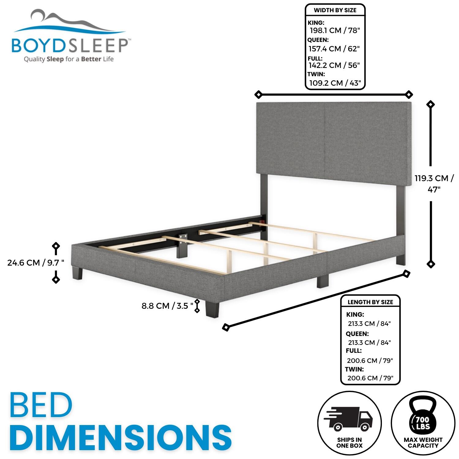 Boyd Sleep MIL898TW Mateo Linen Upholstered Platform Bed