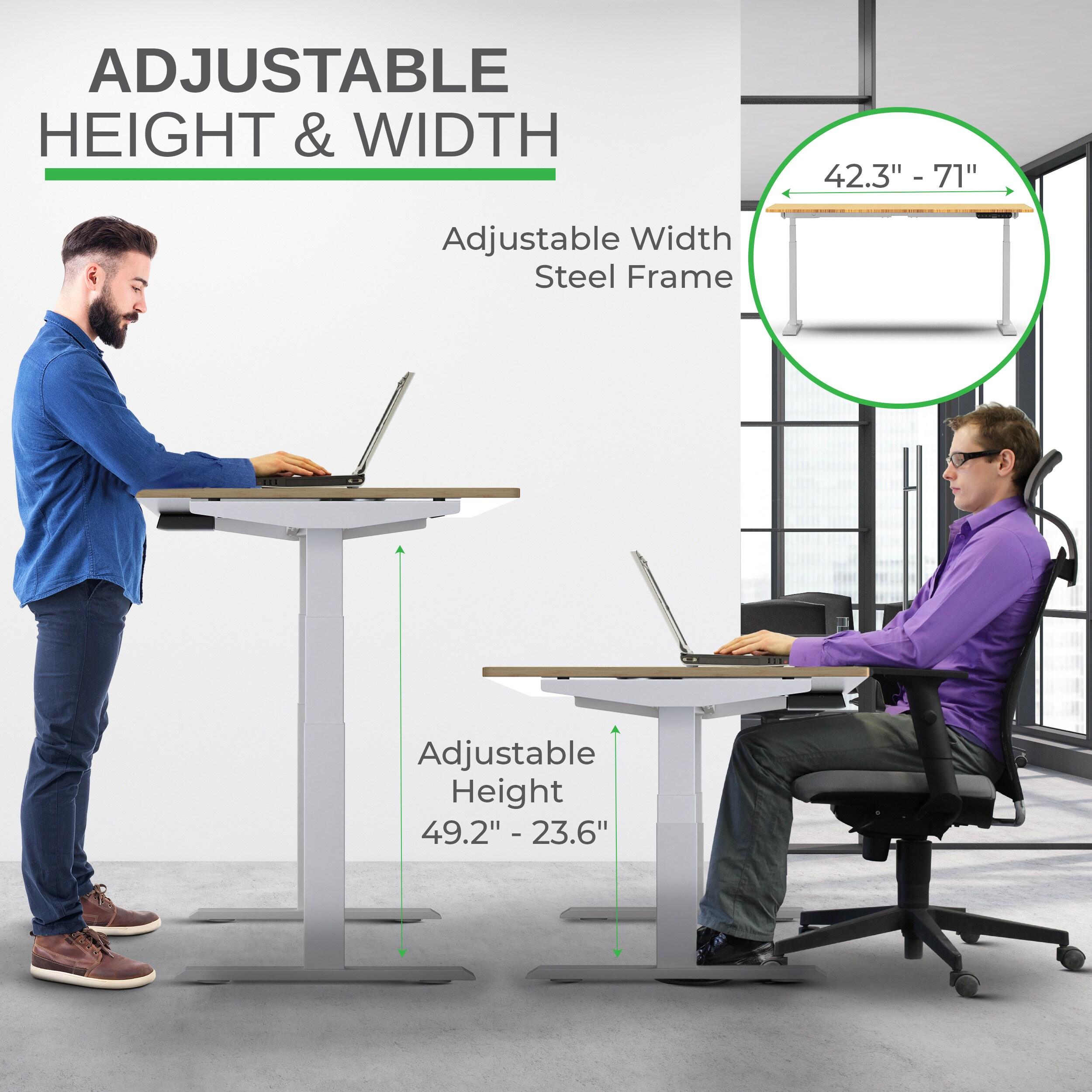 Rise UP Electric Standing Desk adjustable height desk 24-49" dual motor one piece 60x30" bamboo desktop height adjustable desk adjustable standing desk stand up desk sit to stand desk rising desk
