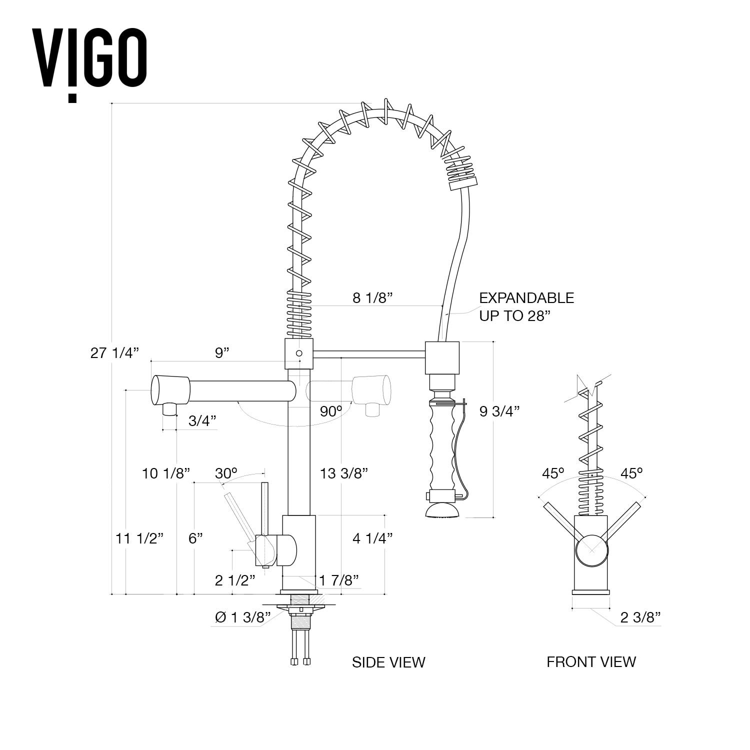 Zurich 27" H 1-handle Pull-Down Kitchen Faucet