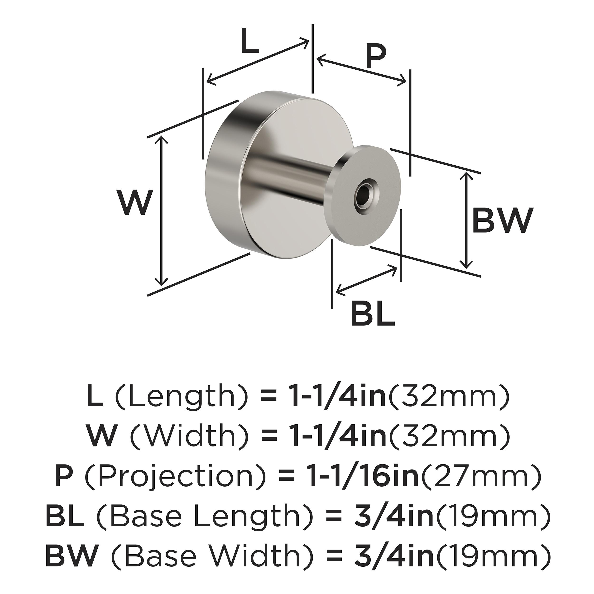 Amerock Radius 1-1/4 inch (32mm) Diameter Polished Nickel Cabinet Knob