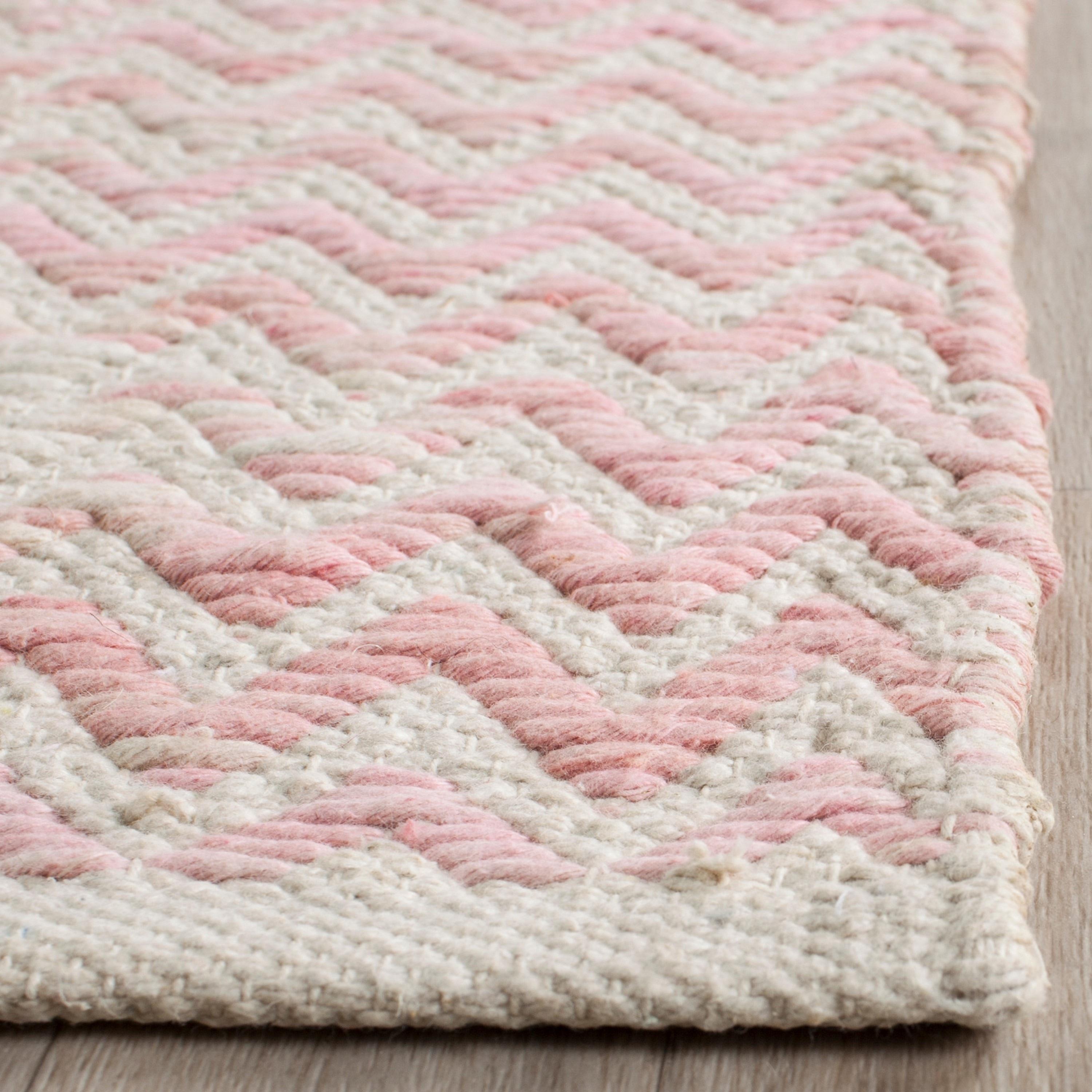 Cotton Kilim KLC121 Hand Woven Area Rug - Light Pink/Ivory - 4'x6' - Safavieh