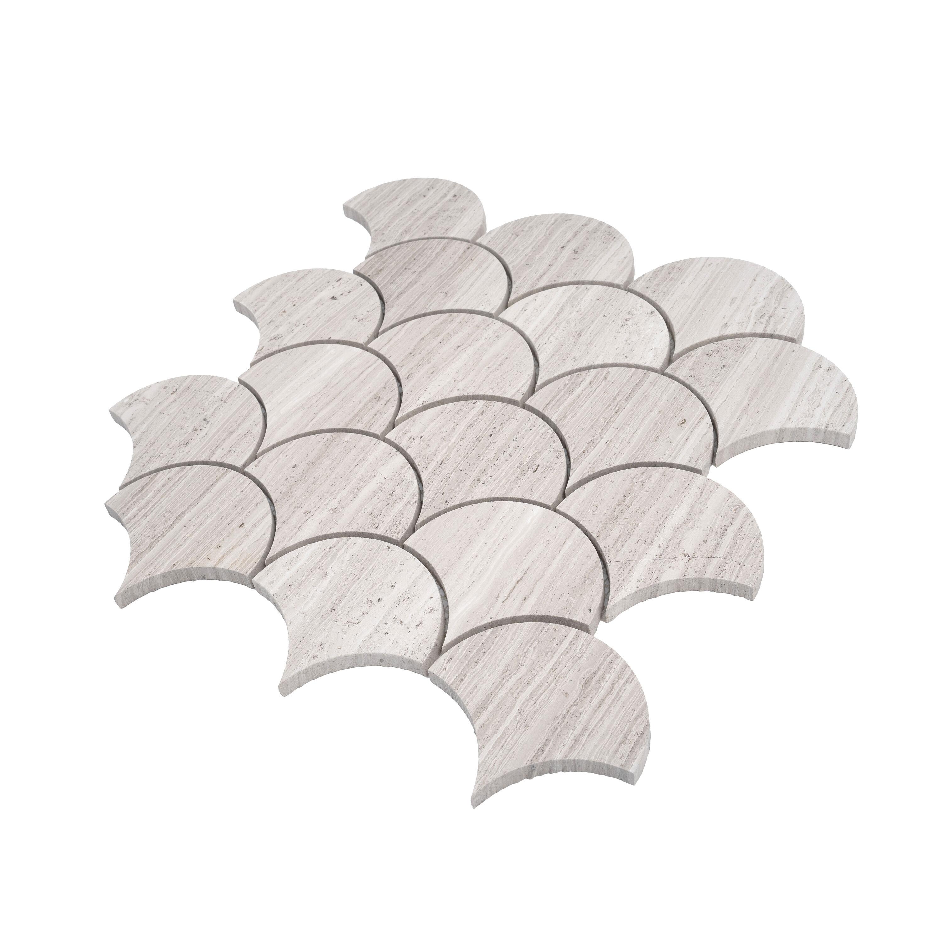 Apollo Tile    Gray 11.8-in. x 11.8-in. Scalloped Polished Marble Mosaic Floor and Wall Tile (4.83 Sq ft/case)