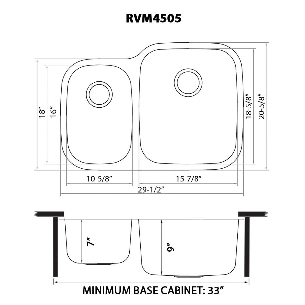 Ruvati 29-inch Undermount 40/60 Double Bowl 16 Gauge Stainless Steel Kitchen Sink