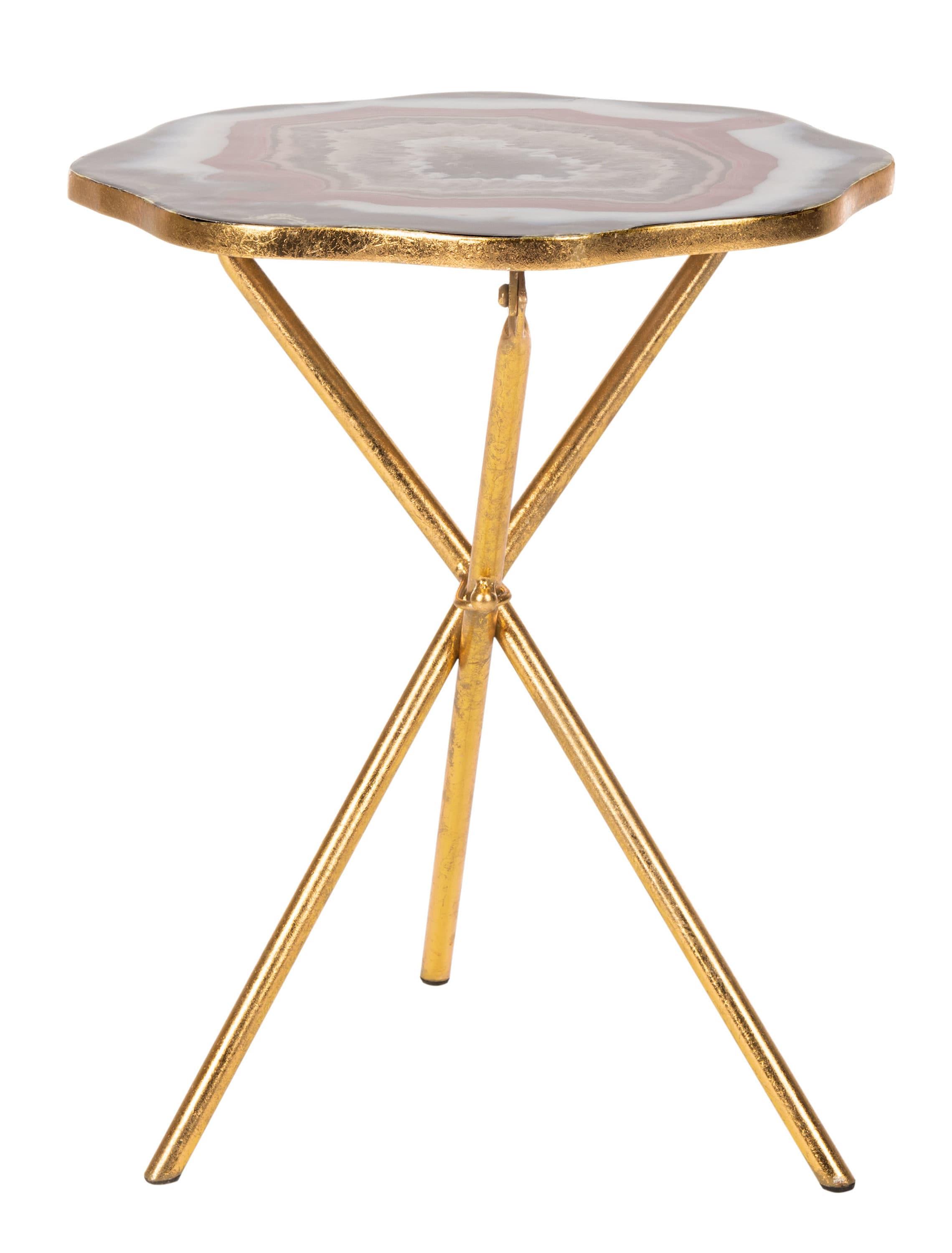 Celeste Faux Agate Side Table - Multi Color/Gold - Safavieh