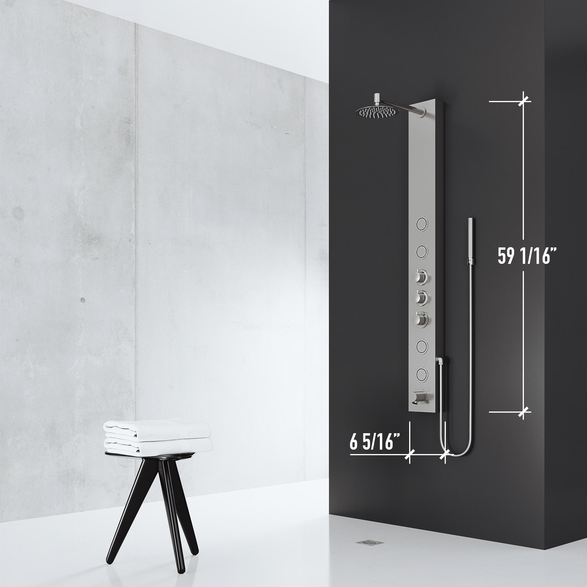 Bowery 59" H X 6" W 4-Jet Shower System &Tub Filler with Hand Shower Wand and Adjustable Shower Head