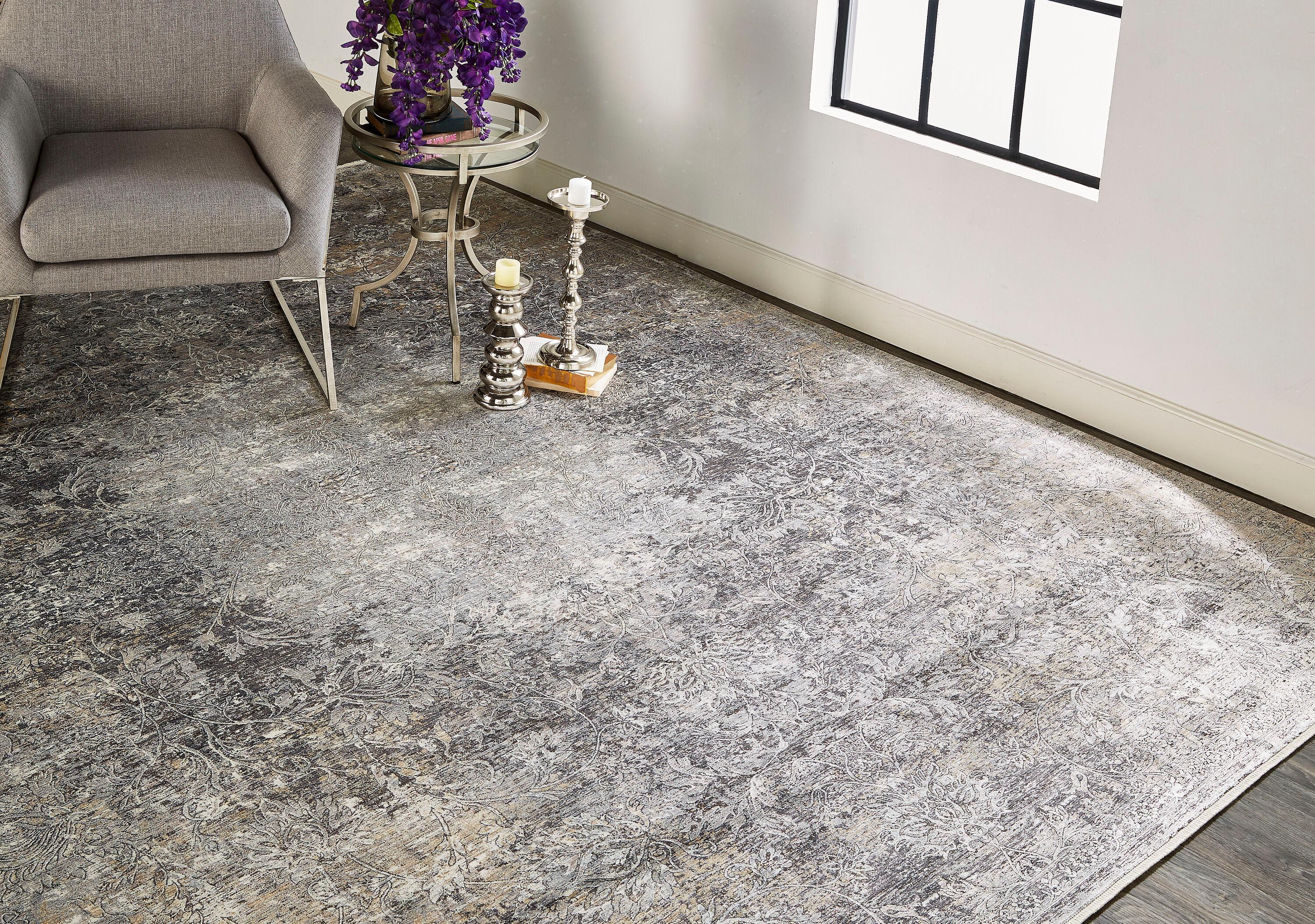 Sarrant Transitional Medallion Gray/Ivory/Tan Area Rug