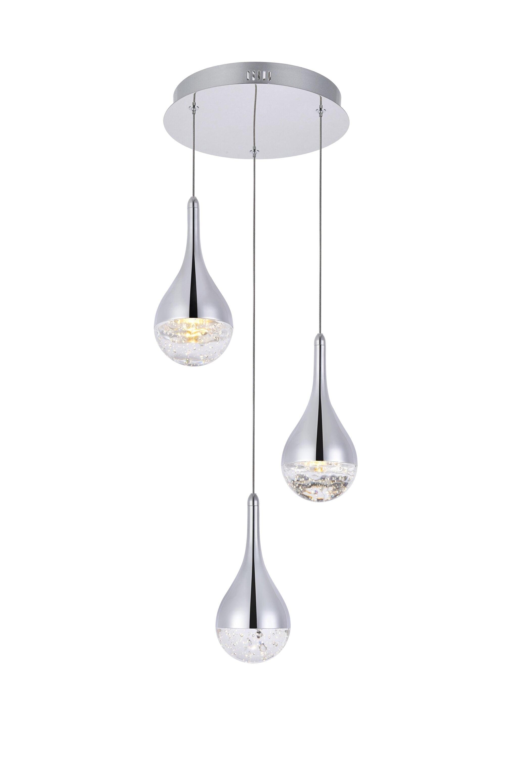 Elegant Lighting Amherst Collection LED 3-light chandelier 12in x 9in chrome finish