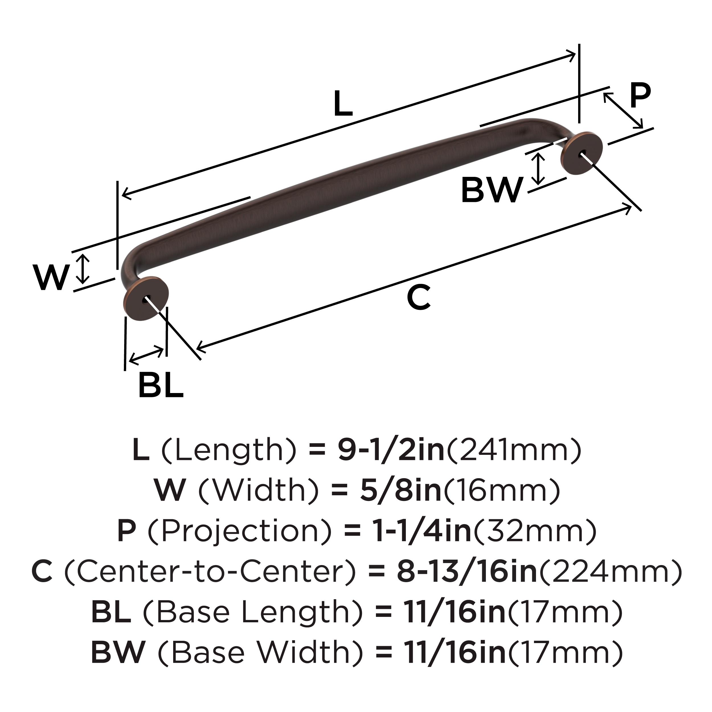 Amerock Renown 8-13/16 inch (224mm) Center-to-Center Oil-Rubbed Bronze Cabinet Pull