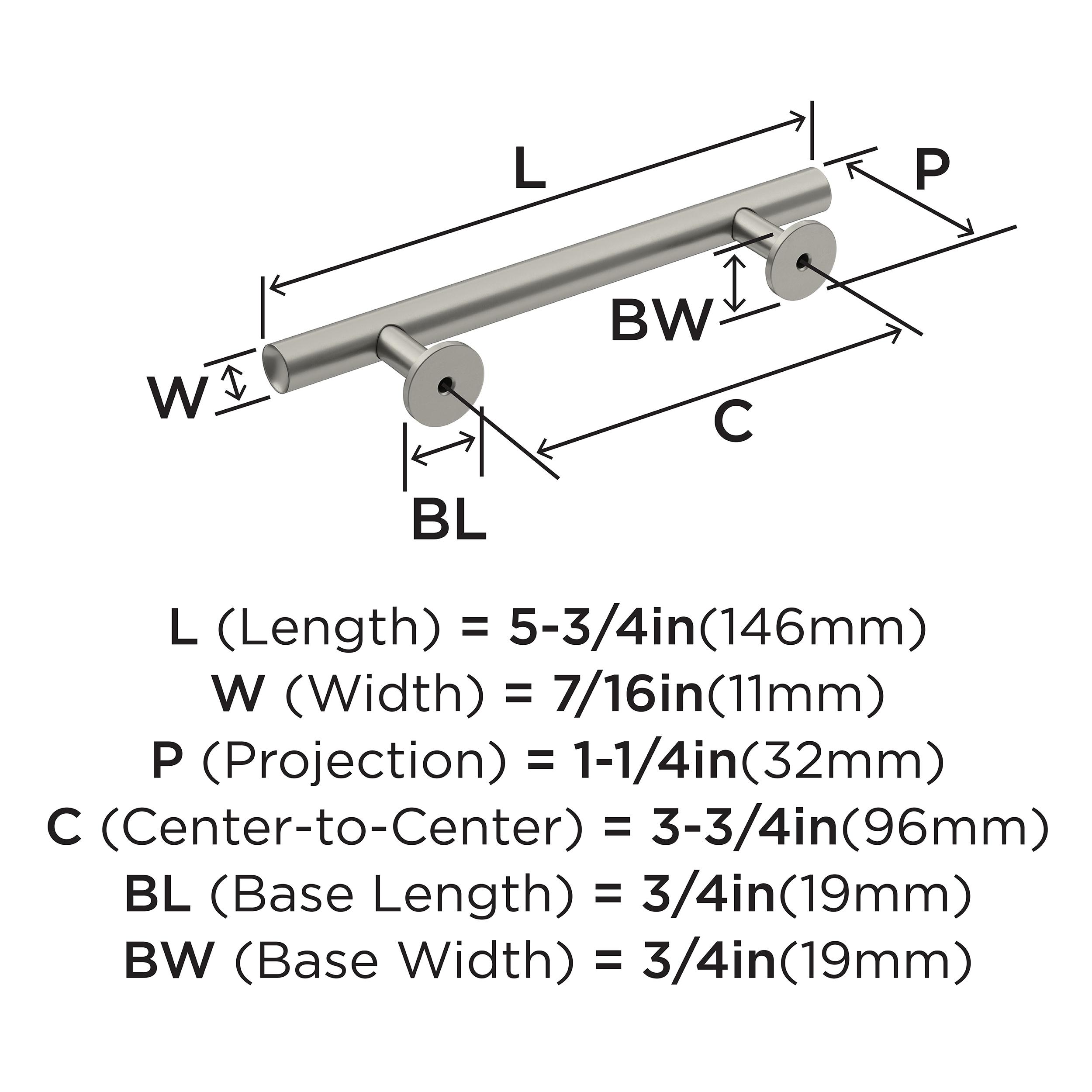 Amerock Radius 3-3/4 inch (96mm) Center-to-Center Satin Nickel Cabinet Pull