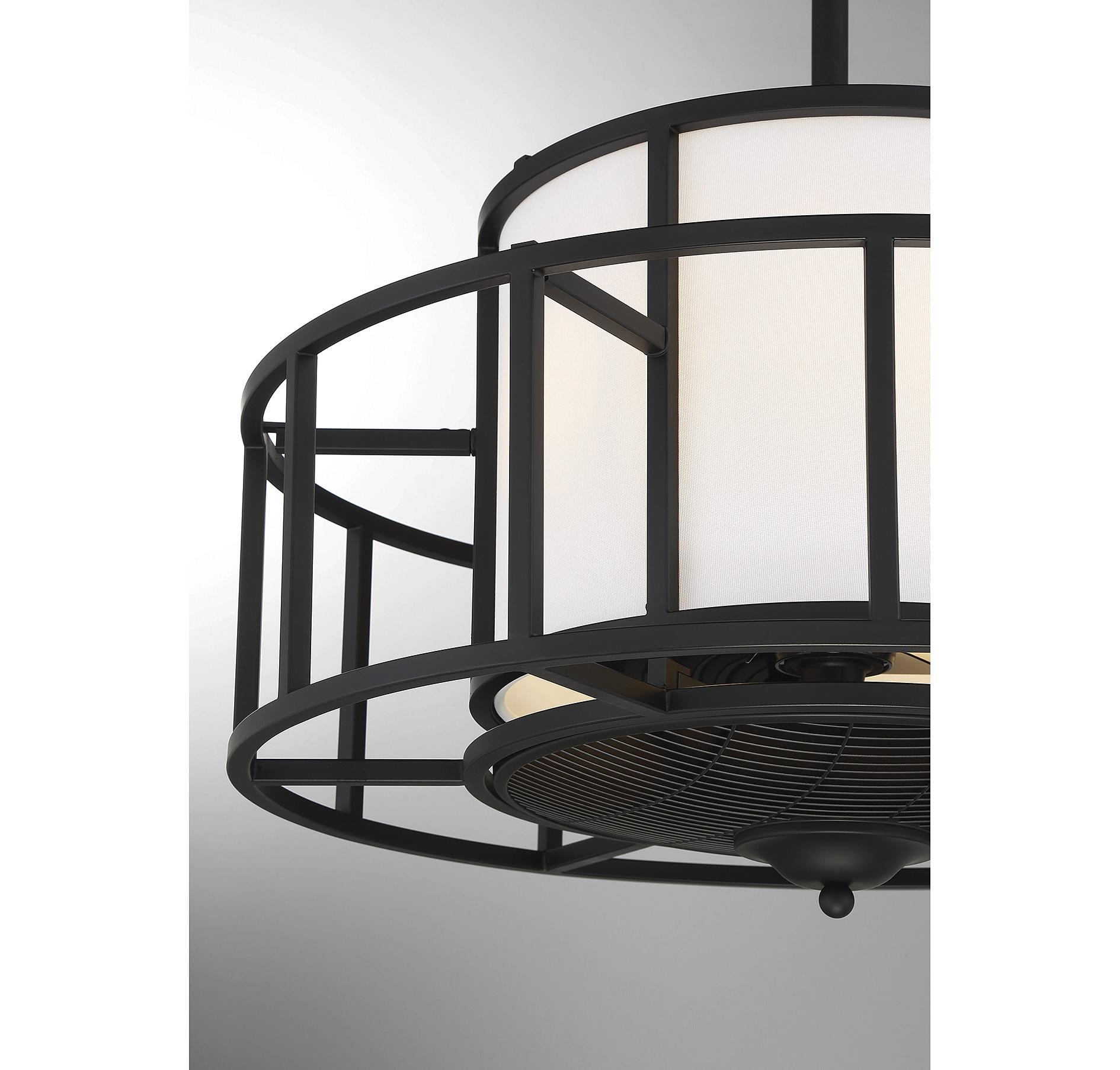 Matte Black Four Light Fan D'Lier from the Oslo Collection