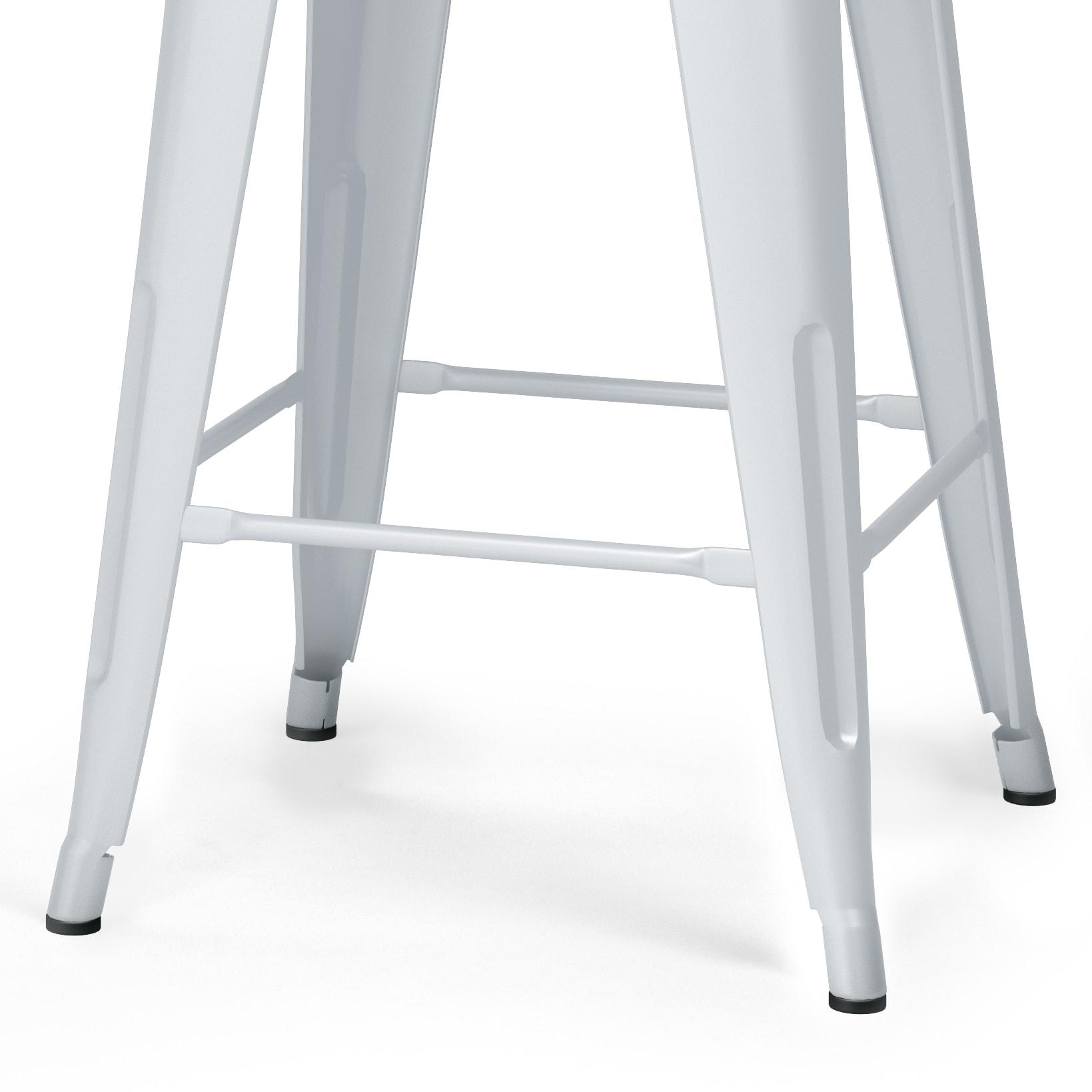 Rayne 24" White Metal and Wood Counter Stools, Set of 4