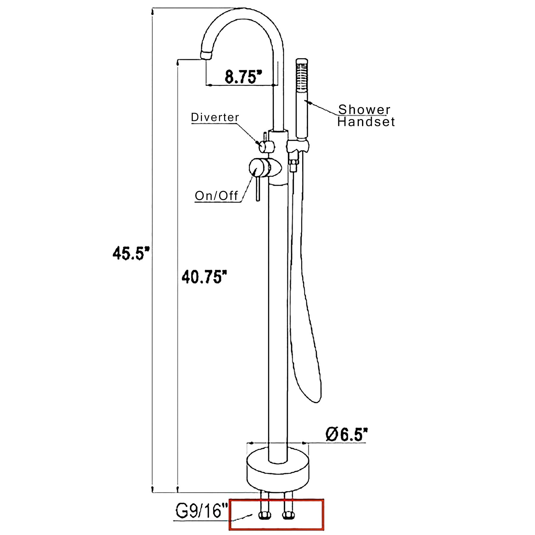 Double Handle Floor Mounted Freestanding Tub Filler