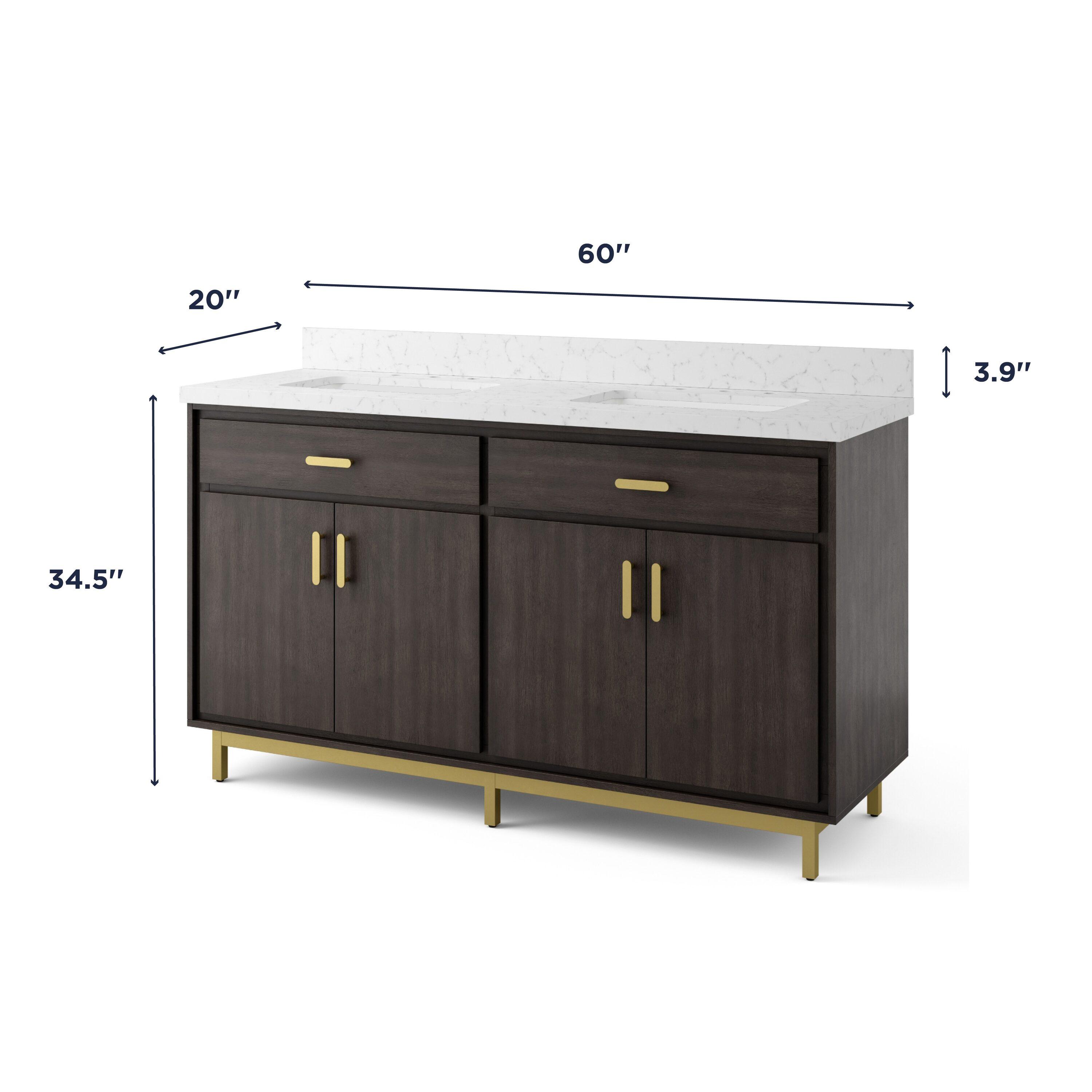 60'' Double Bathroom Vanity with Engineered Quartz Top